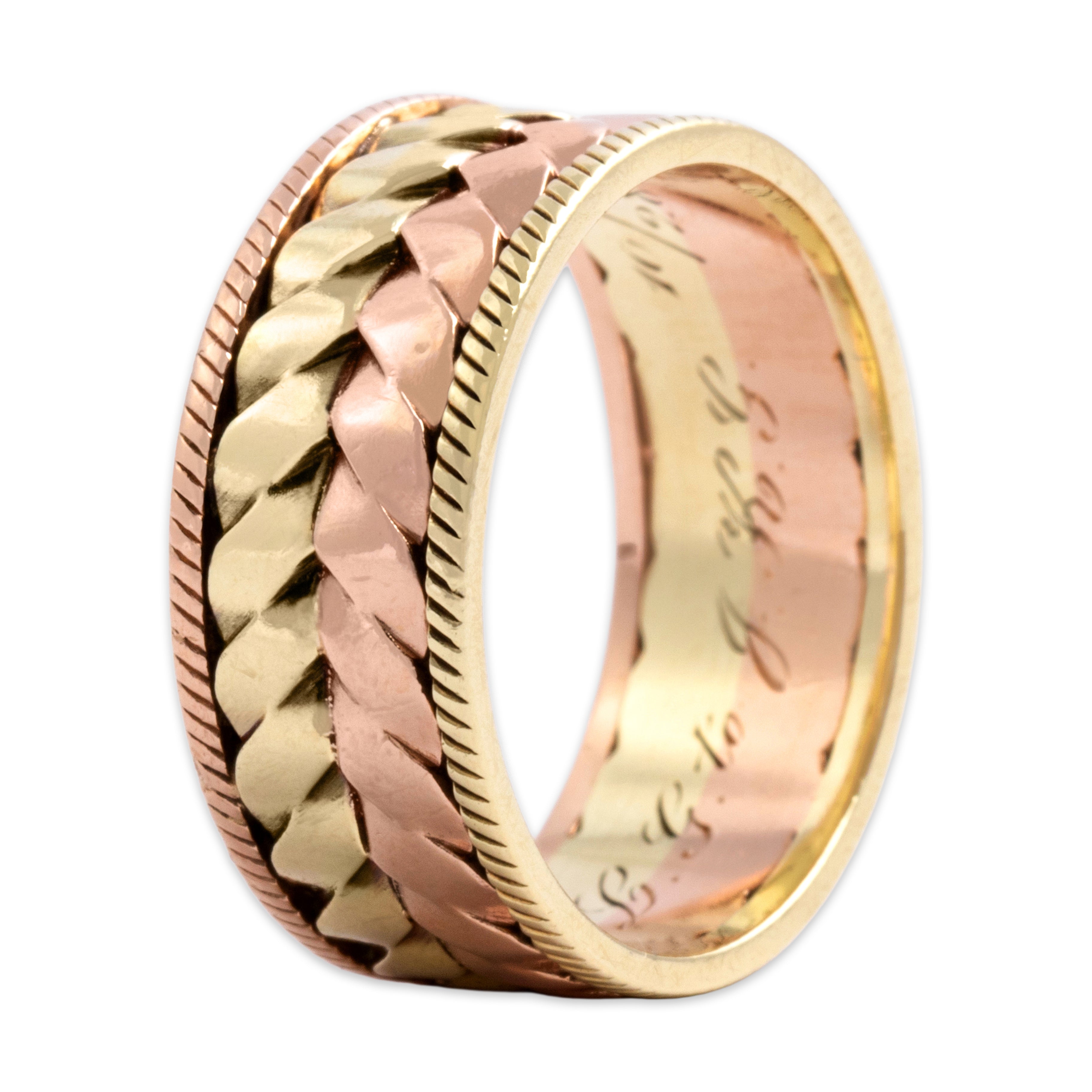Antique 14k Yellow & Rose Gold Gleaming Braided Eternity Band Ring 6.75
