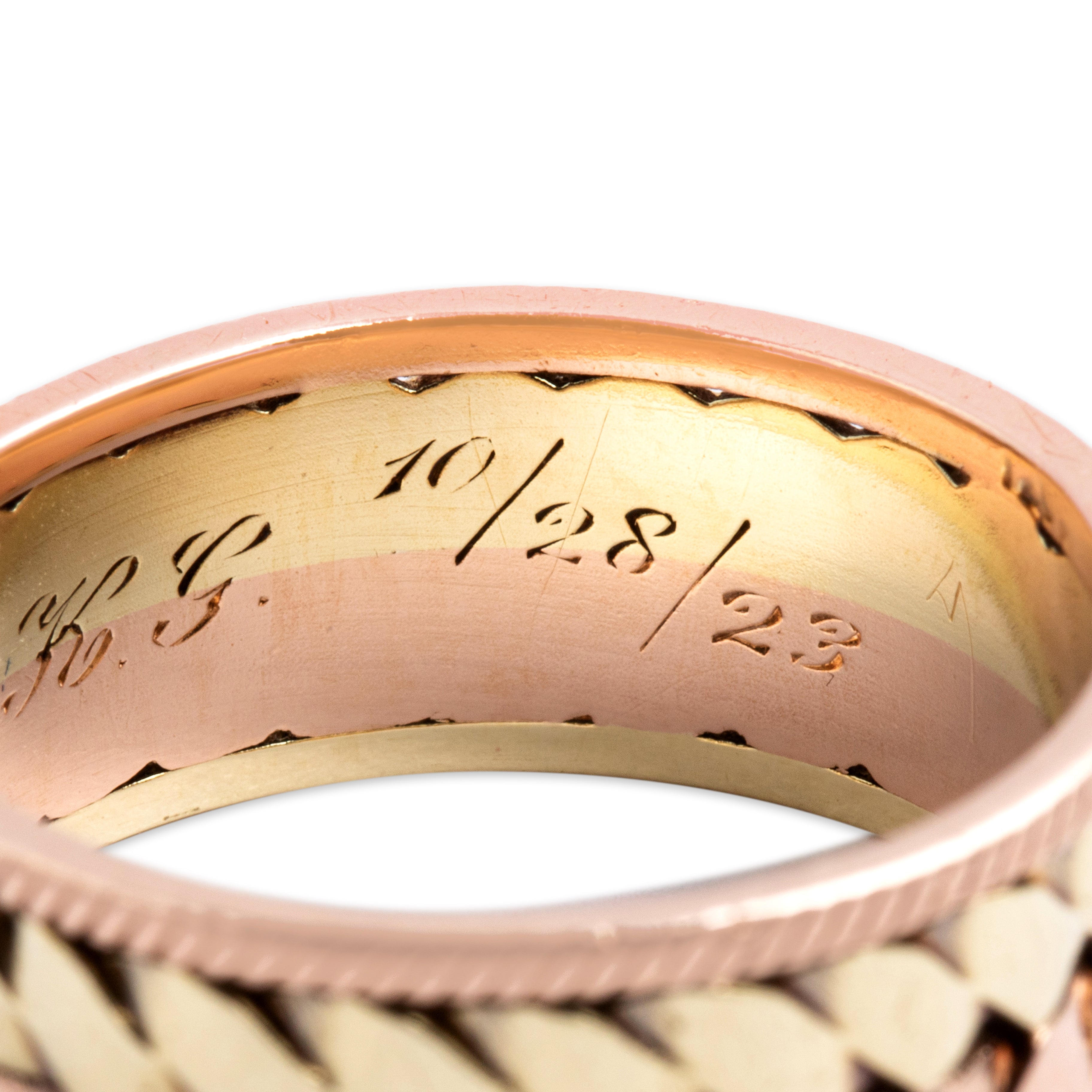 Antique 14k Yellow & Rose Gold Gleaming Braided Eternity Band Ring - Hallmark view