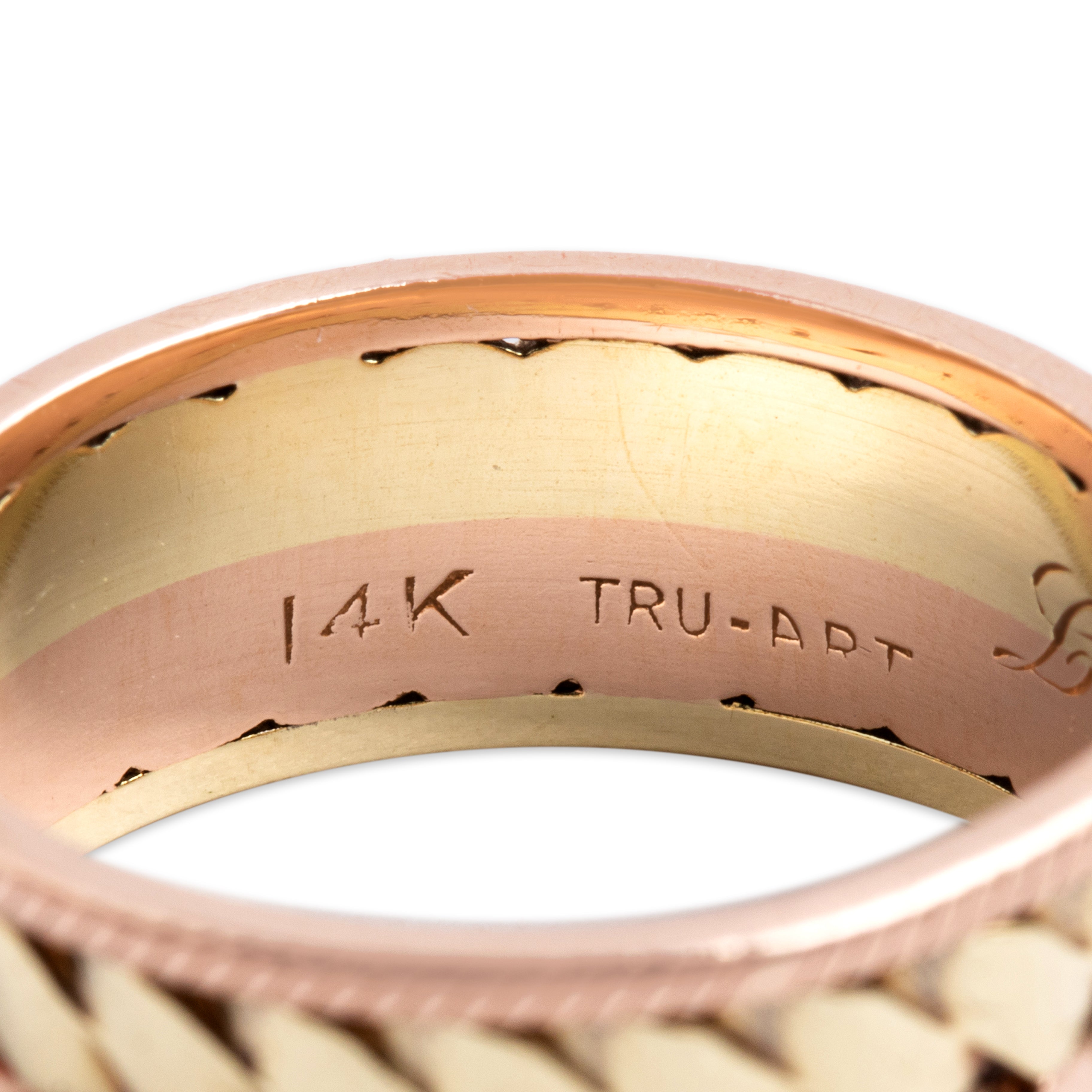 Antique 14k Yellow & Rose Gold Gleaming Braided Eternity Band Ring - Hallmark view