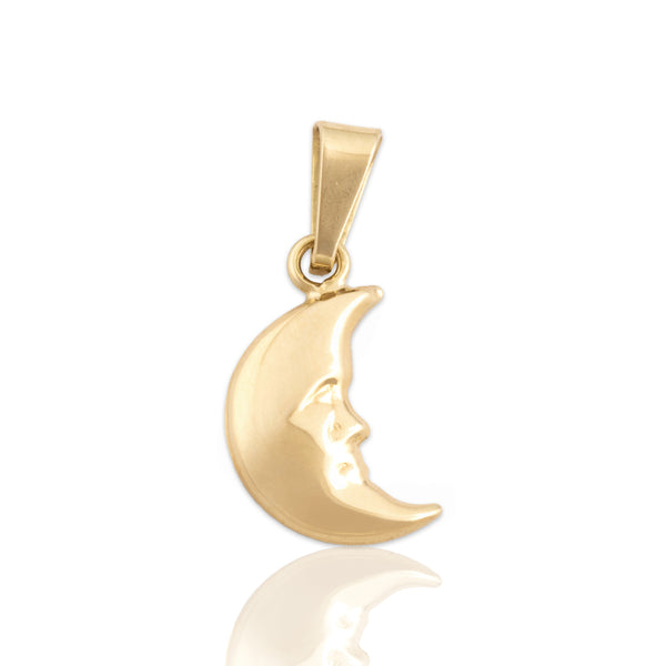 Vintage Small 14k Yellow Gold Goodnight Moon Charm / Pendant - Close-up view