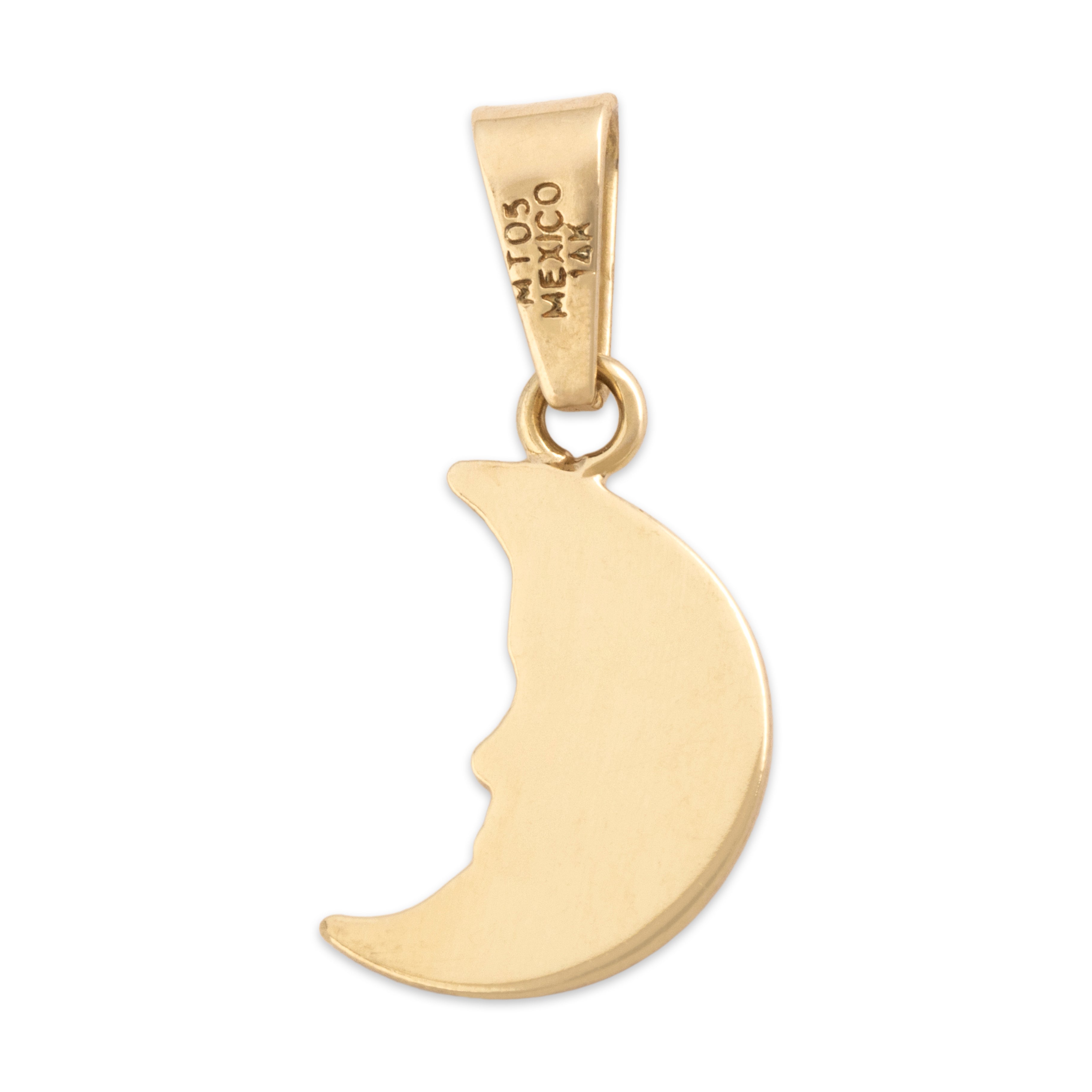 Vintage Small 14k Yellow Gold Goodnight Moon Charm / Pendant - Back view