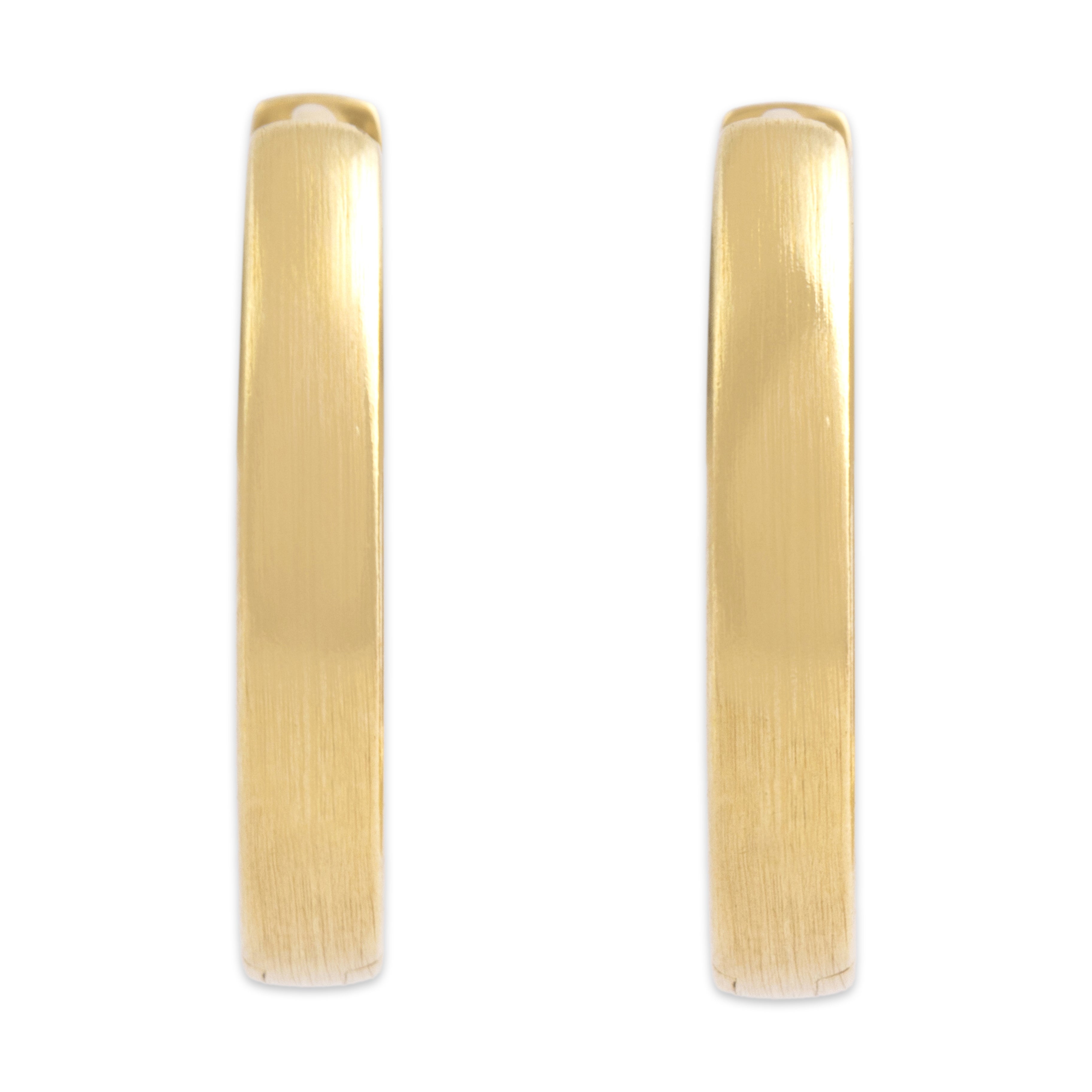 Vintage Small 14k Yellow Gold Satin-Finish Hoop Earrings
