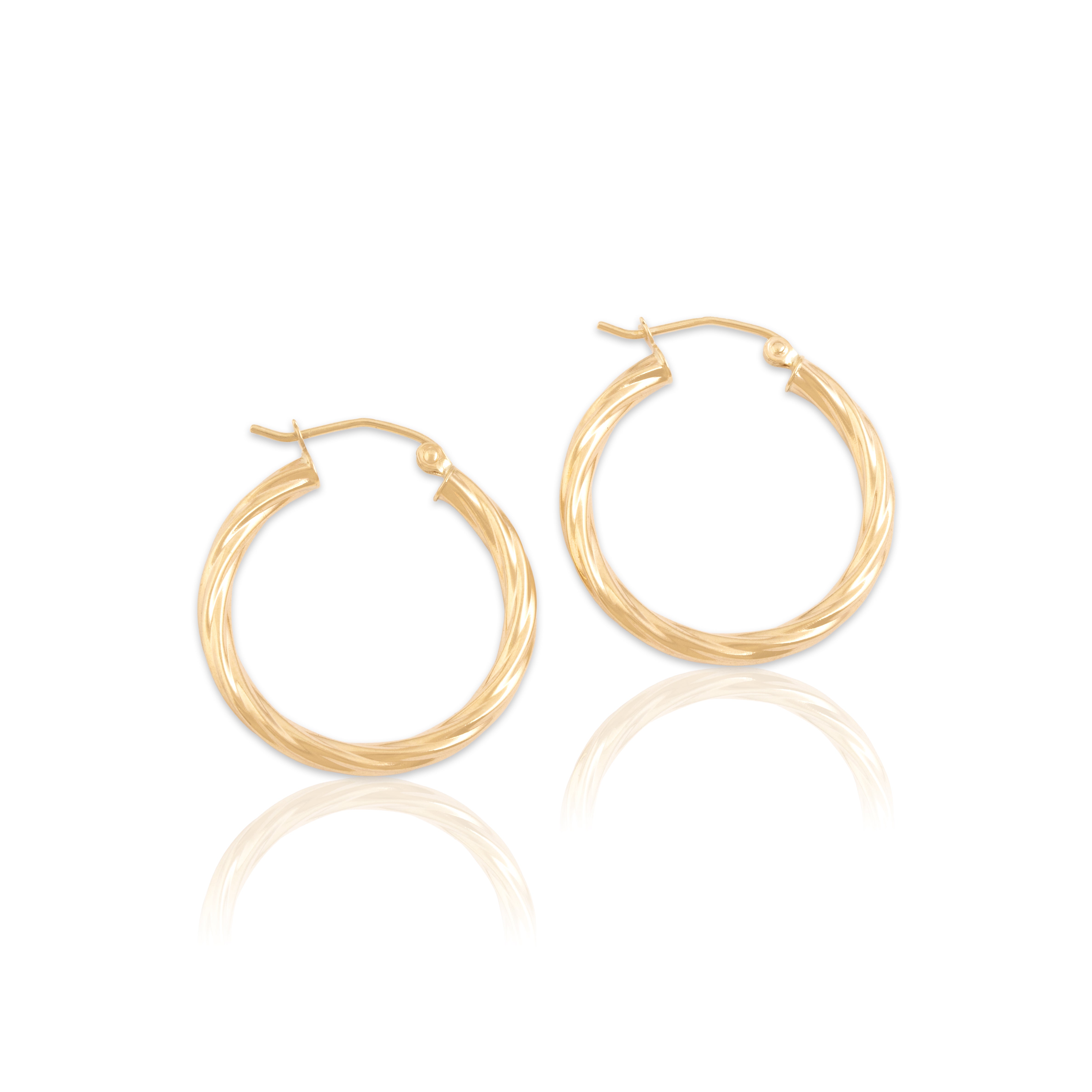 Vintage 14k Yellow Gold Classic Twisting Cable Hoop Earrings