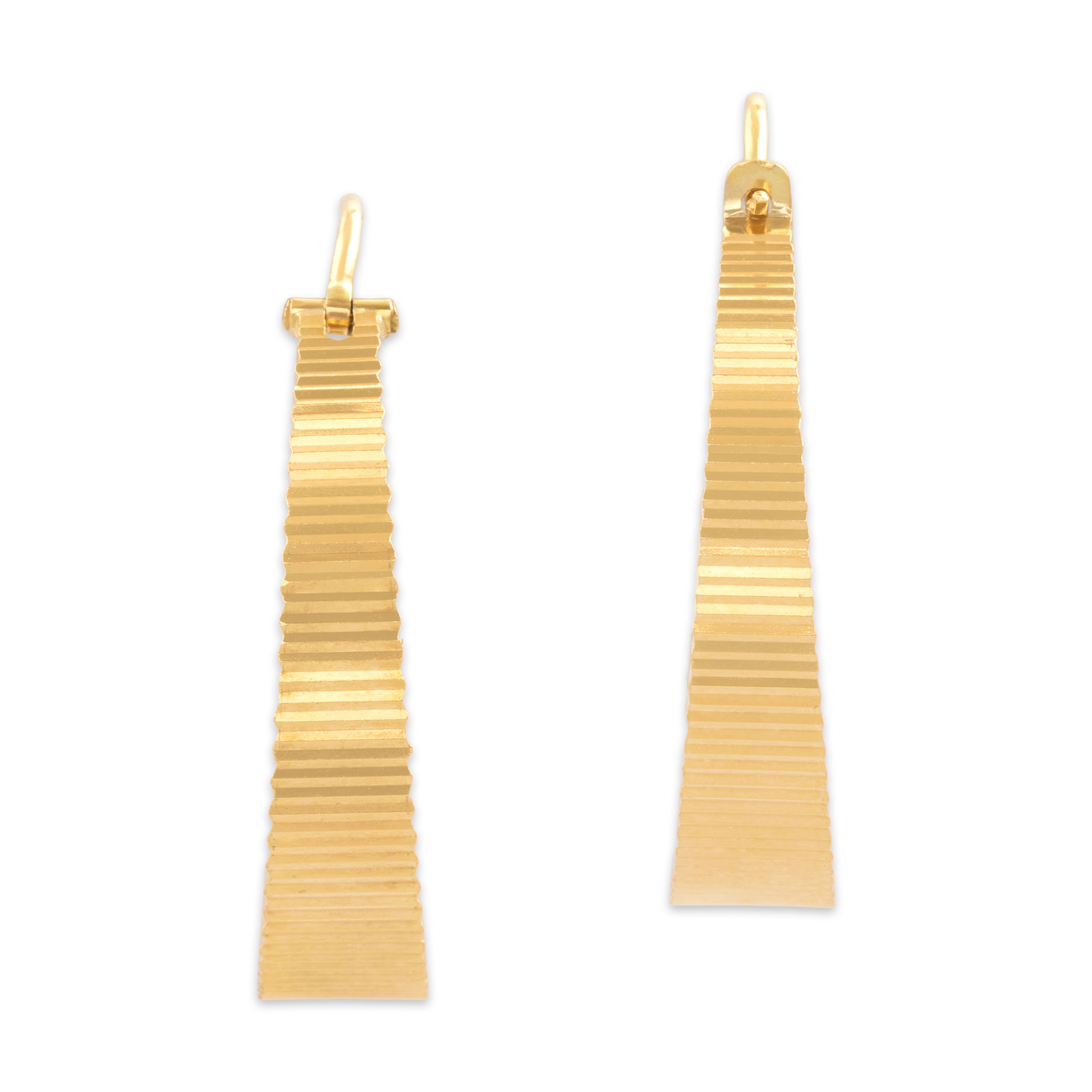 Vintage 14k Yellow Gold Groovy Flashing Crimped Hoop Earrings
