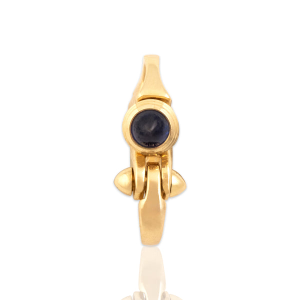 Vintage 14k Yellow Gold Blue Synthetic Sapphire Cabochon Clip Charm / Pendant