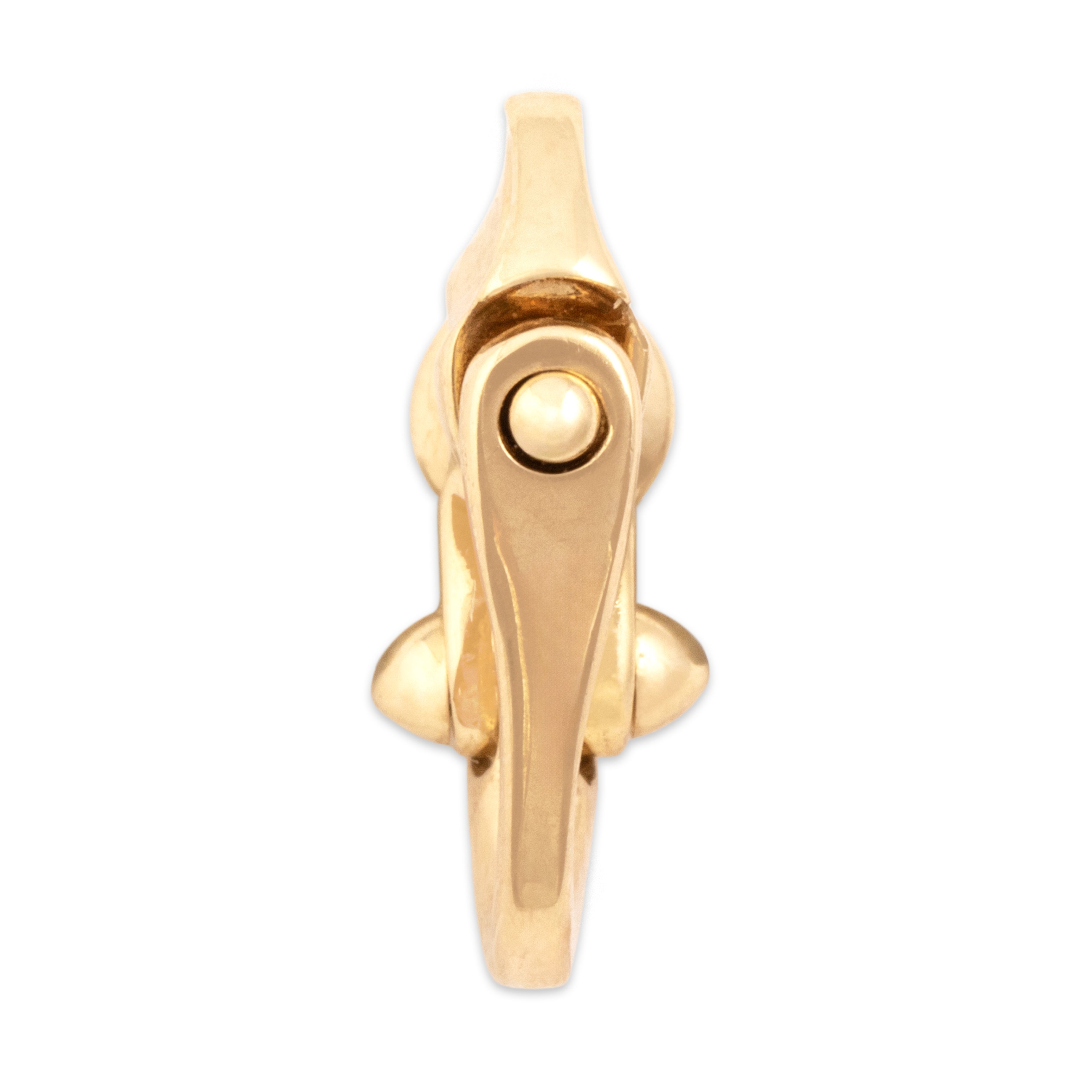 Vintage 14k Yellow Gold Blue Synthetic Sapphire Sleek Cabochon Charm Clip Charm / Pendant - Back view