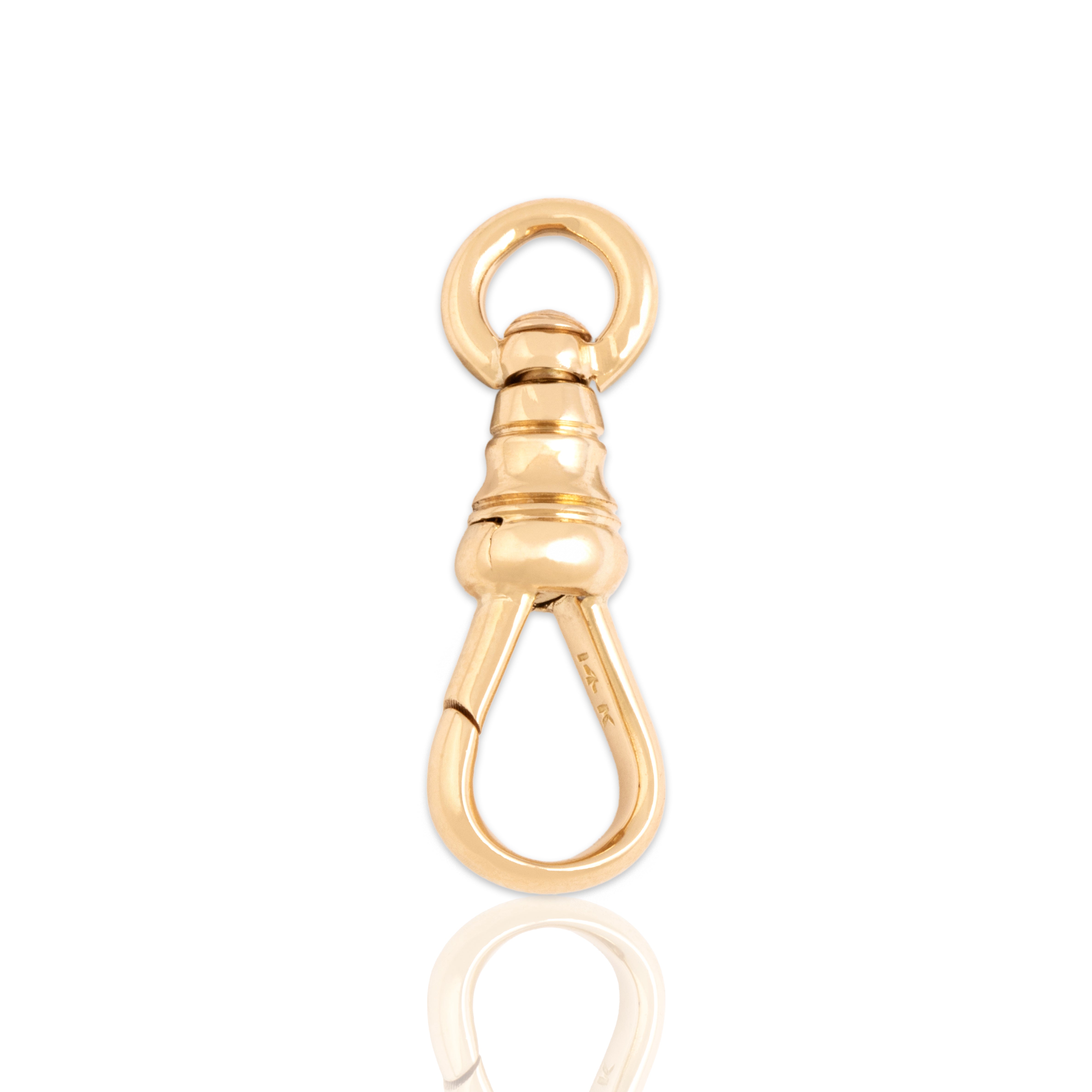 Antique 14k Yellow Gold Swiveling Dog Clip Charm Holder Pendant - Close-up view