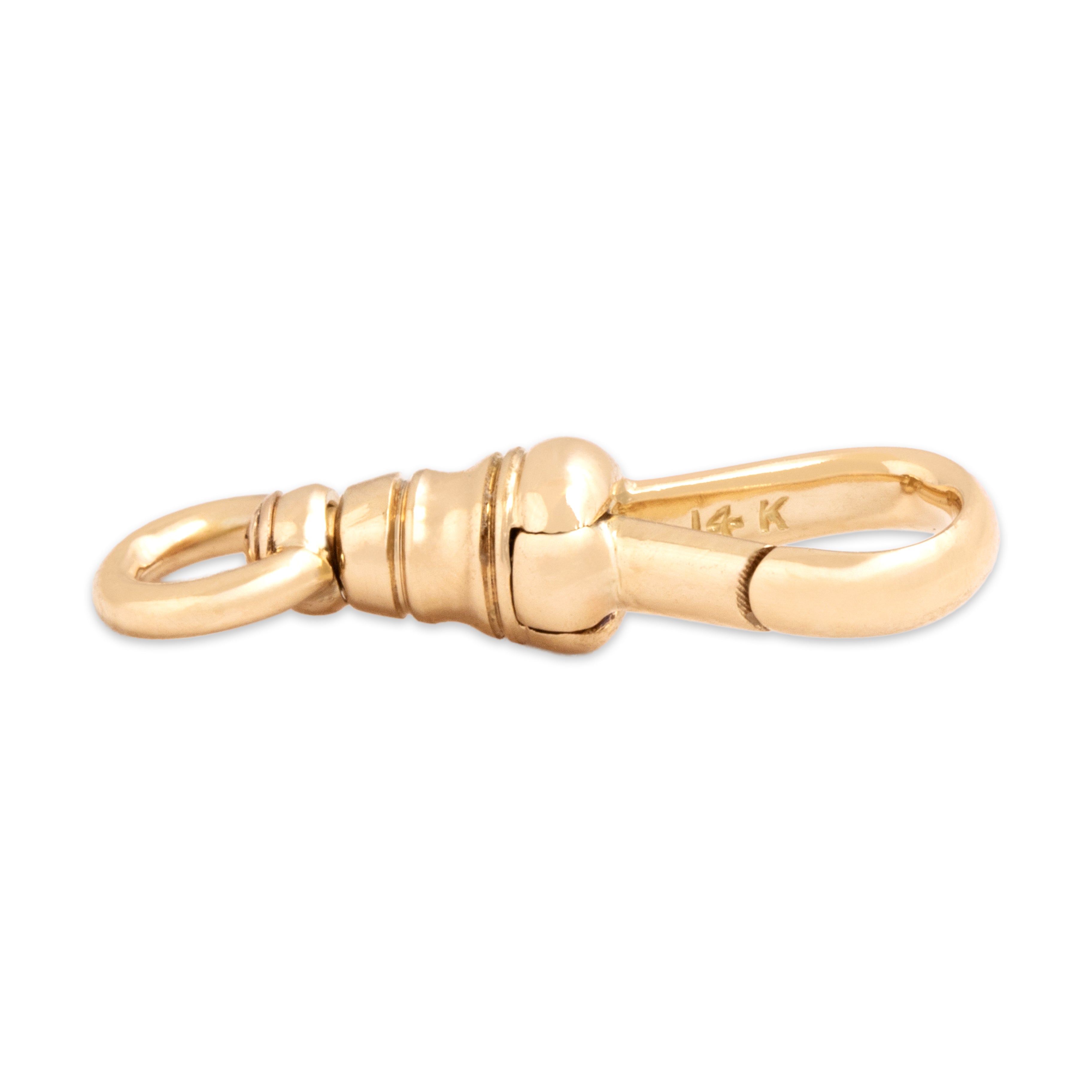 Antique 14k Yellow Gold Swiveling Dog Clip Charm Holder Pendant - Side view