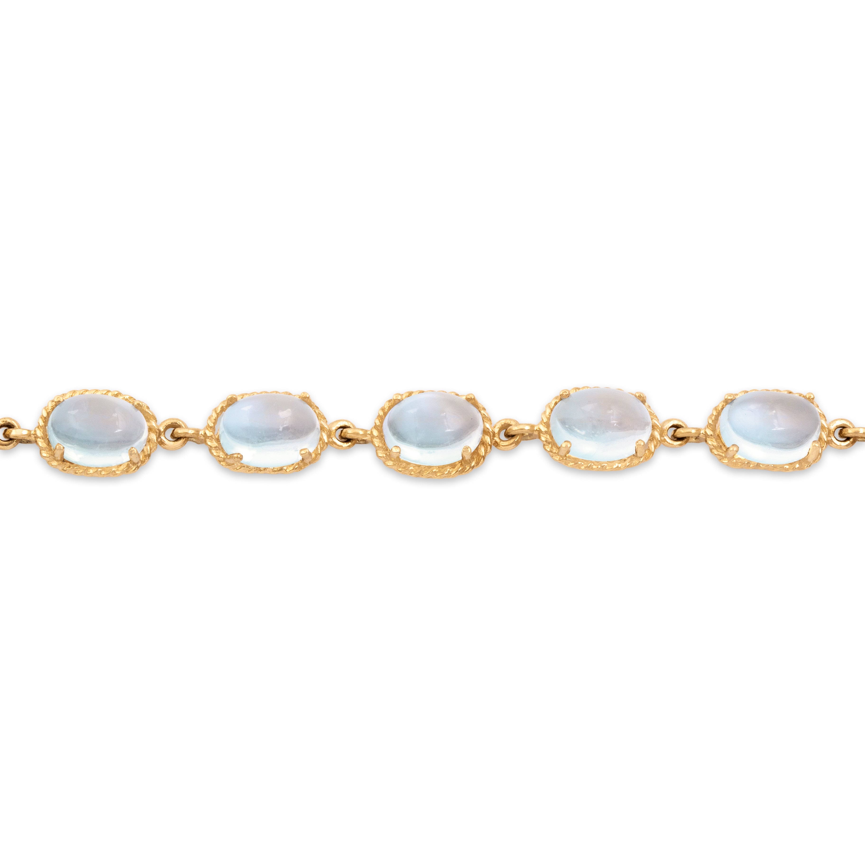 Vintage 10k & 14k Yellow Gold 13.81cttw Moonstone Cable Link Bracelet 7.25