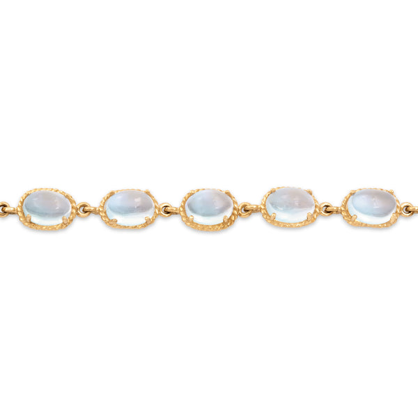 Vintage 10k & 14k Yellow Gold 13.81cttw Moonstone Cable Link Bracelet 7.25
