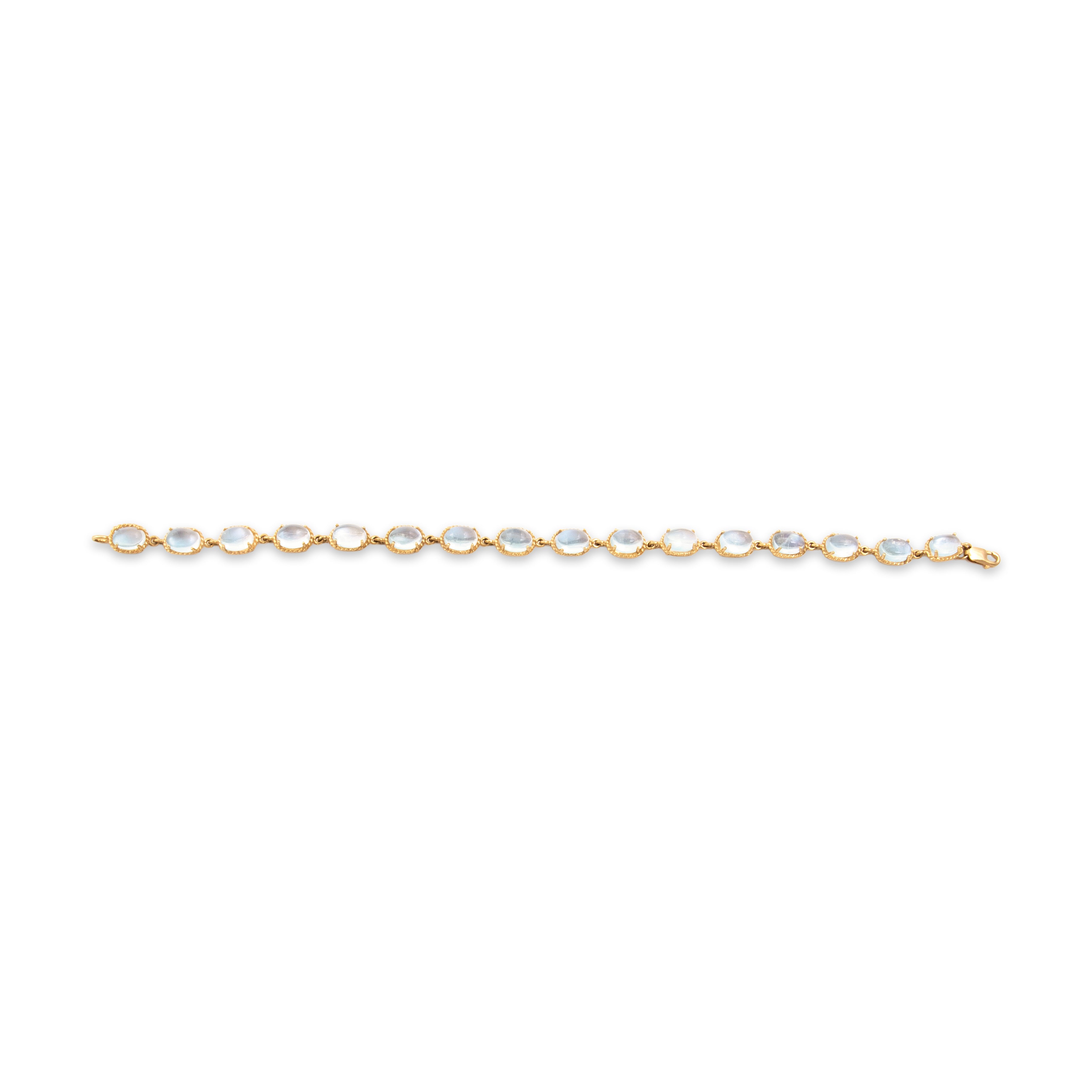 Vintage 10k & 14k Yellow Gold 13.81cttw Moonstone Cable Link Bracelet 7.25