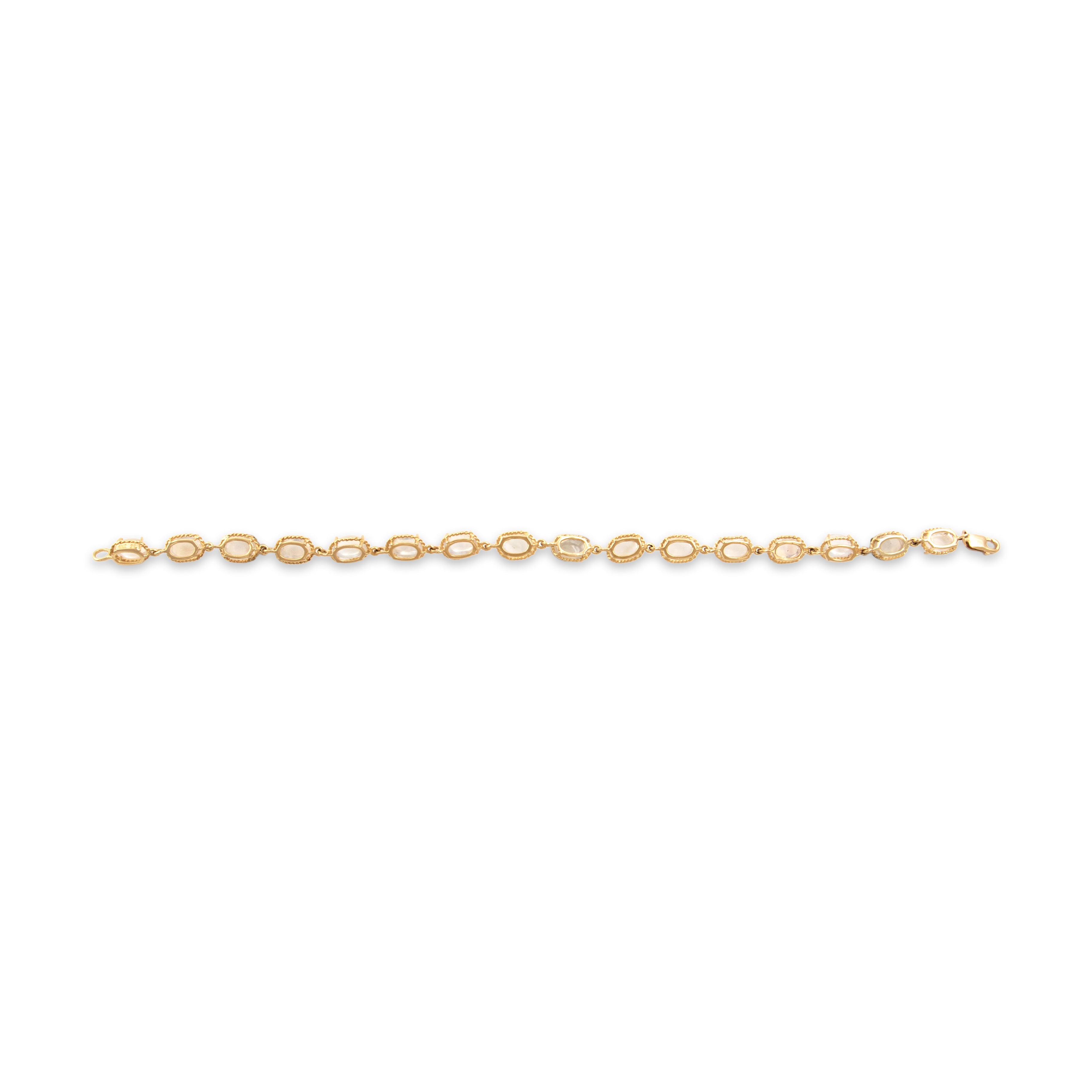 Vintage 10k & 14k Yellow Gold 13.81cttw Moonstone Rope Framed Oval Link Bracelet - Back view