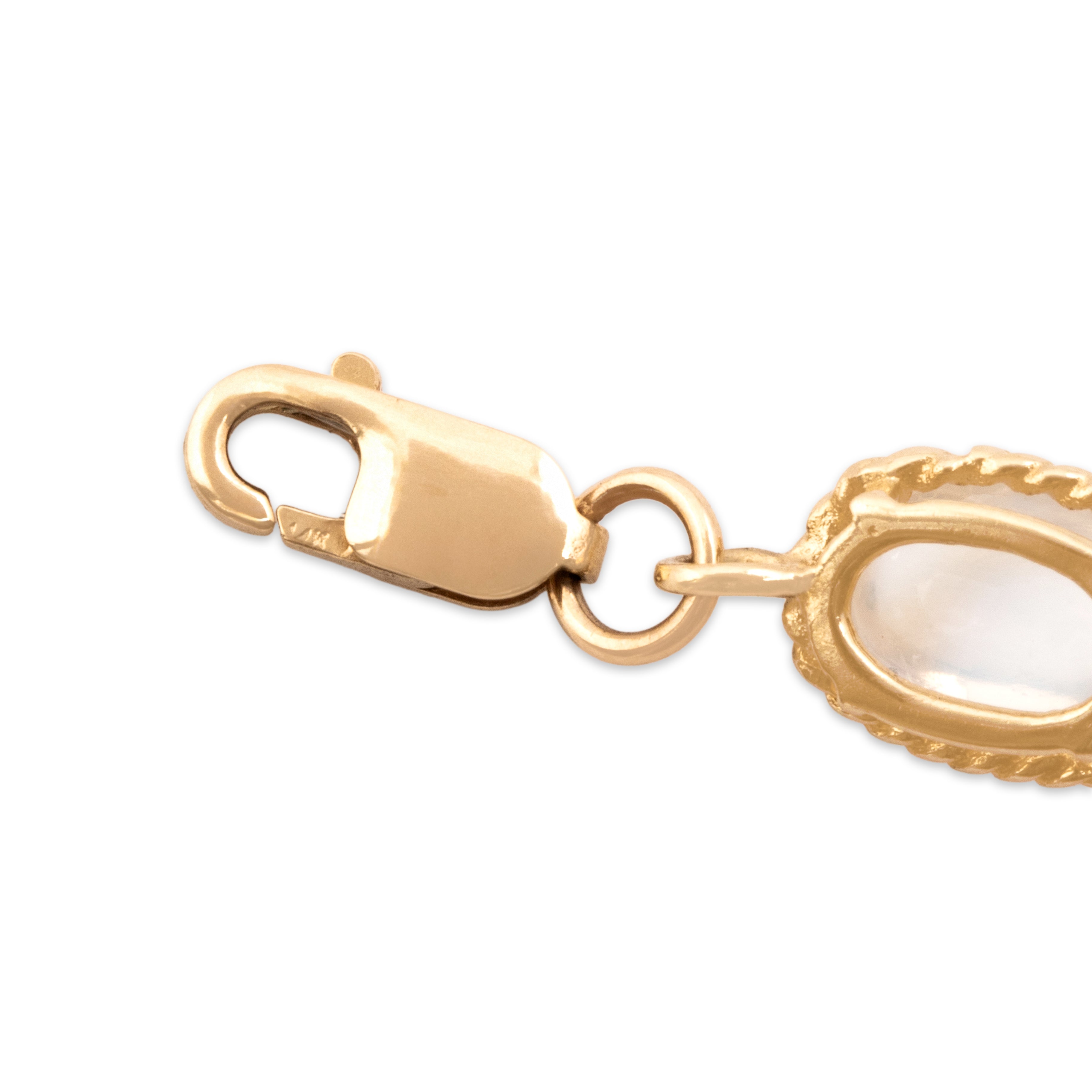 Vintage 10k & 14k Yellow Gold 13.81cttw Moonstone Rope Framed Oval Link Bracelet - Hallmark view