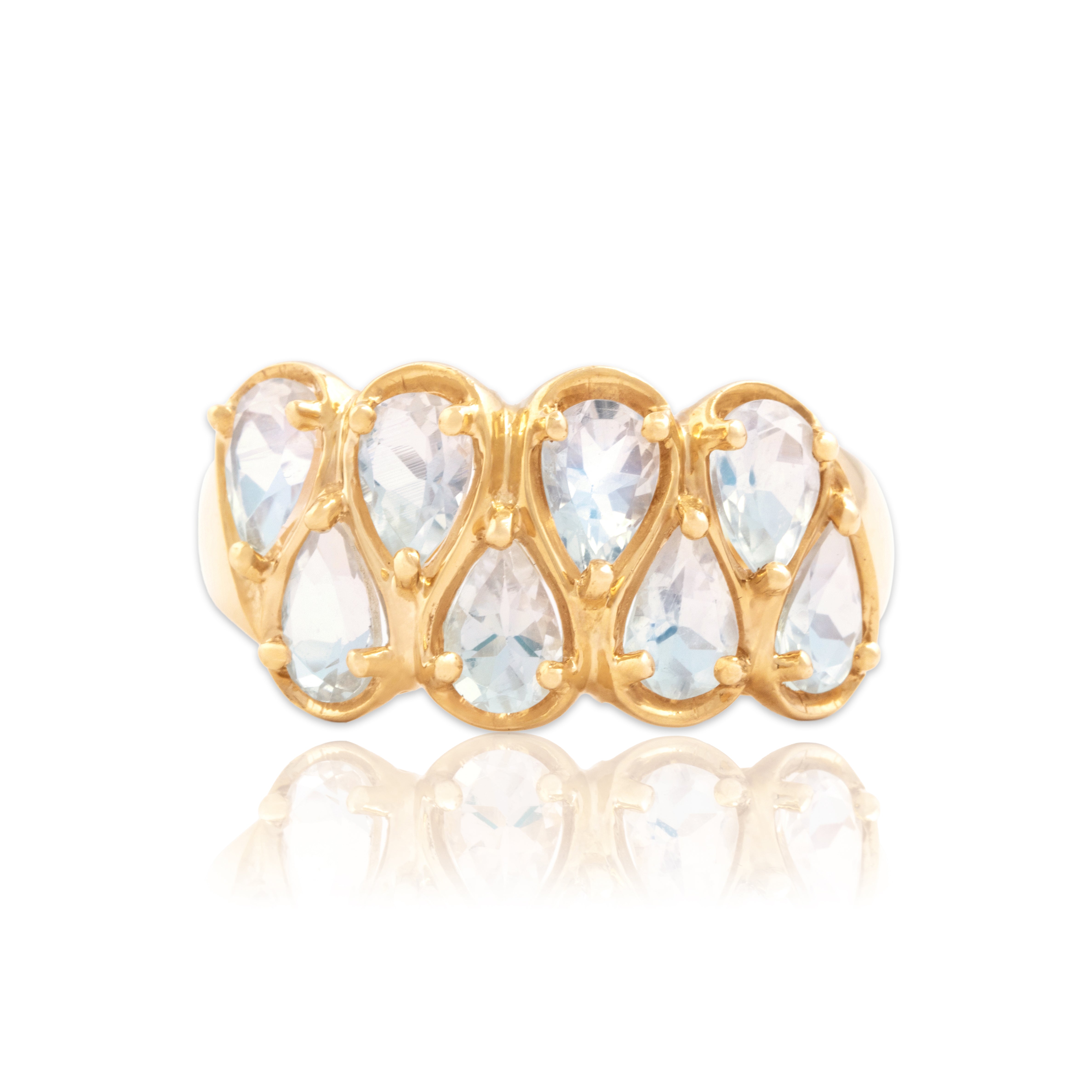 Vintage 10k Yellow Gold 2.45cttw Moonstone Mesmerizing Pear-Cut Line Ring 10.00