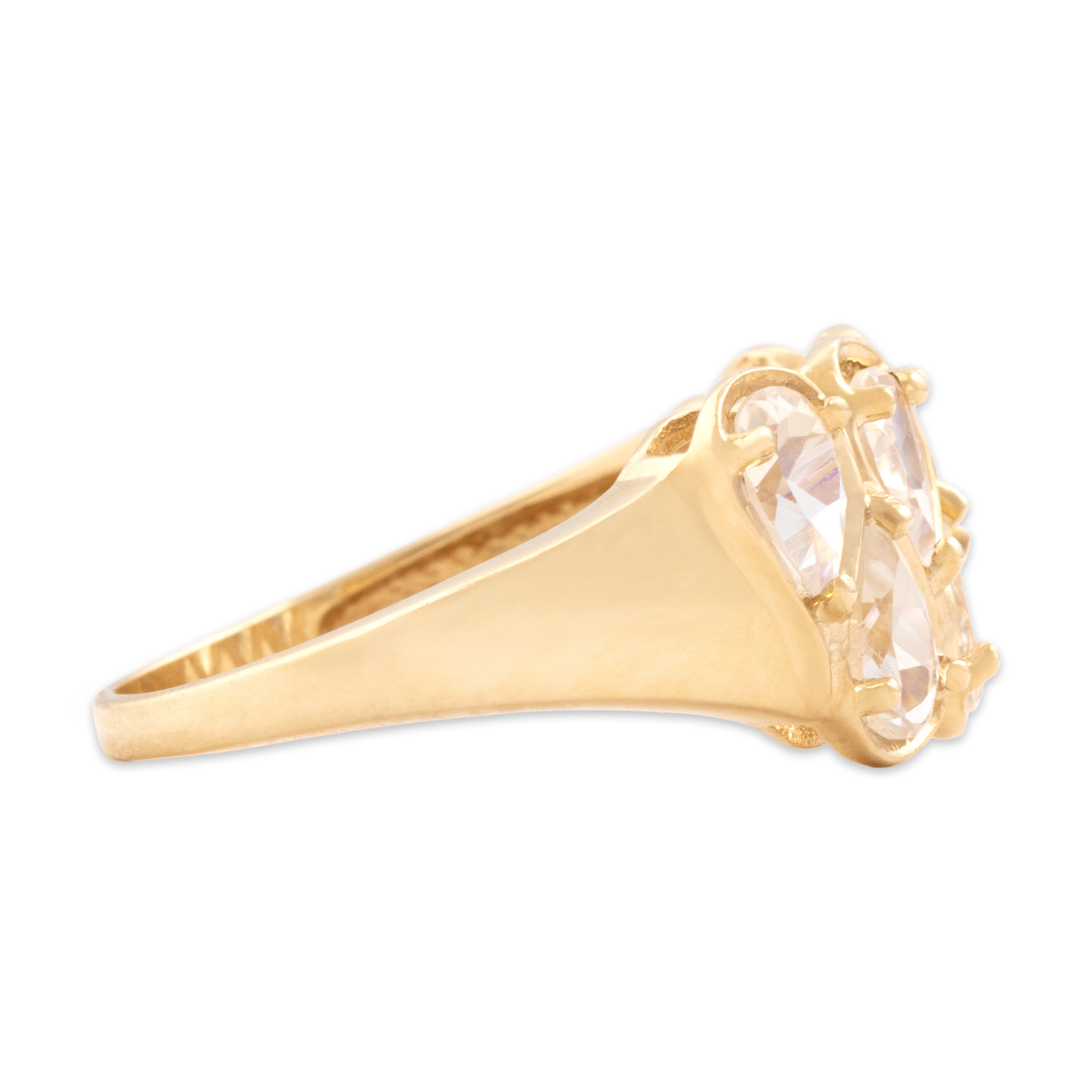 Vintage 10k Yellow Gold 2.45cttw Moonstone Mesmerizing Pear-Cut Dual Line Ring - Side view