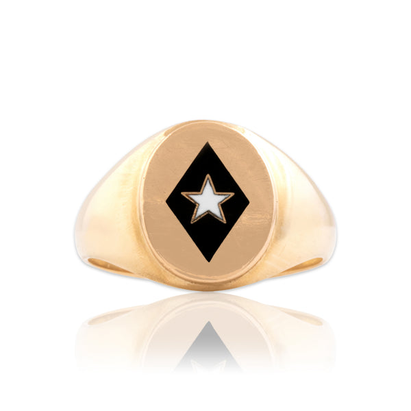 Vintage 10k Yellow Gold Wonderful Star Enamel Signet Ring 9.00