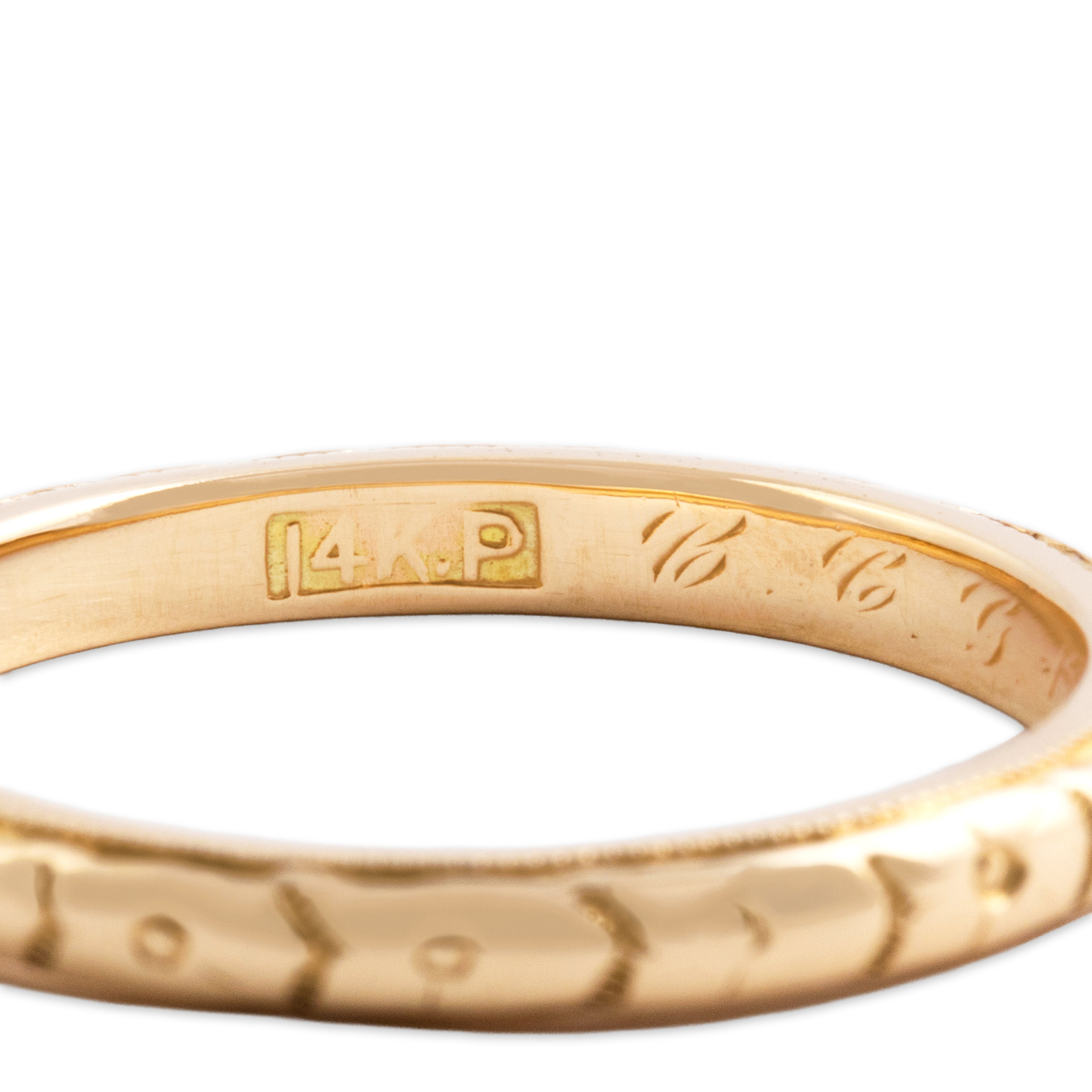 Antique 14k Yellow Gold Blossom Milgrain Eternity Band Ring - Hallmark view