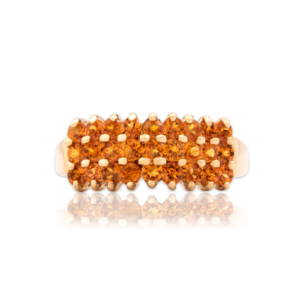 Vintage 14k Yellow Gold 1.34cttw Orange Garnet Bright Orange Step Ring 10.50