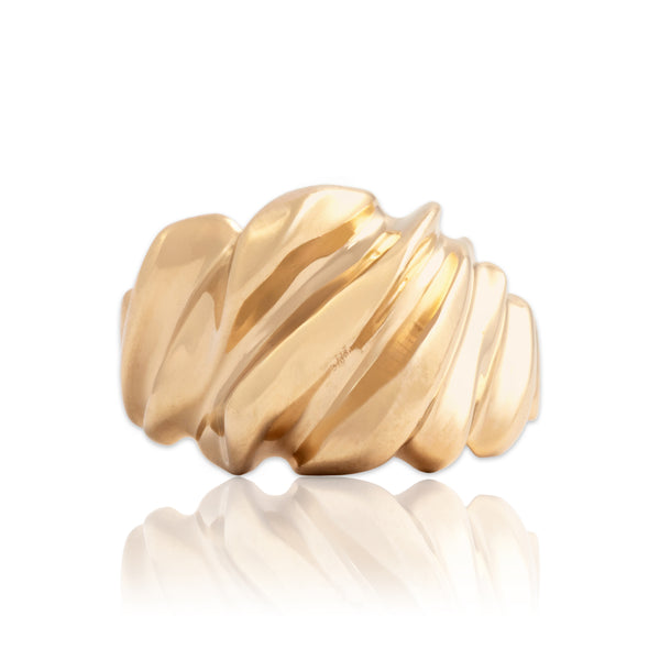 Vintage 14k Yellow Gold Bold Organic Flowing Ring 6.25