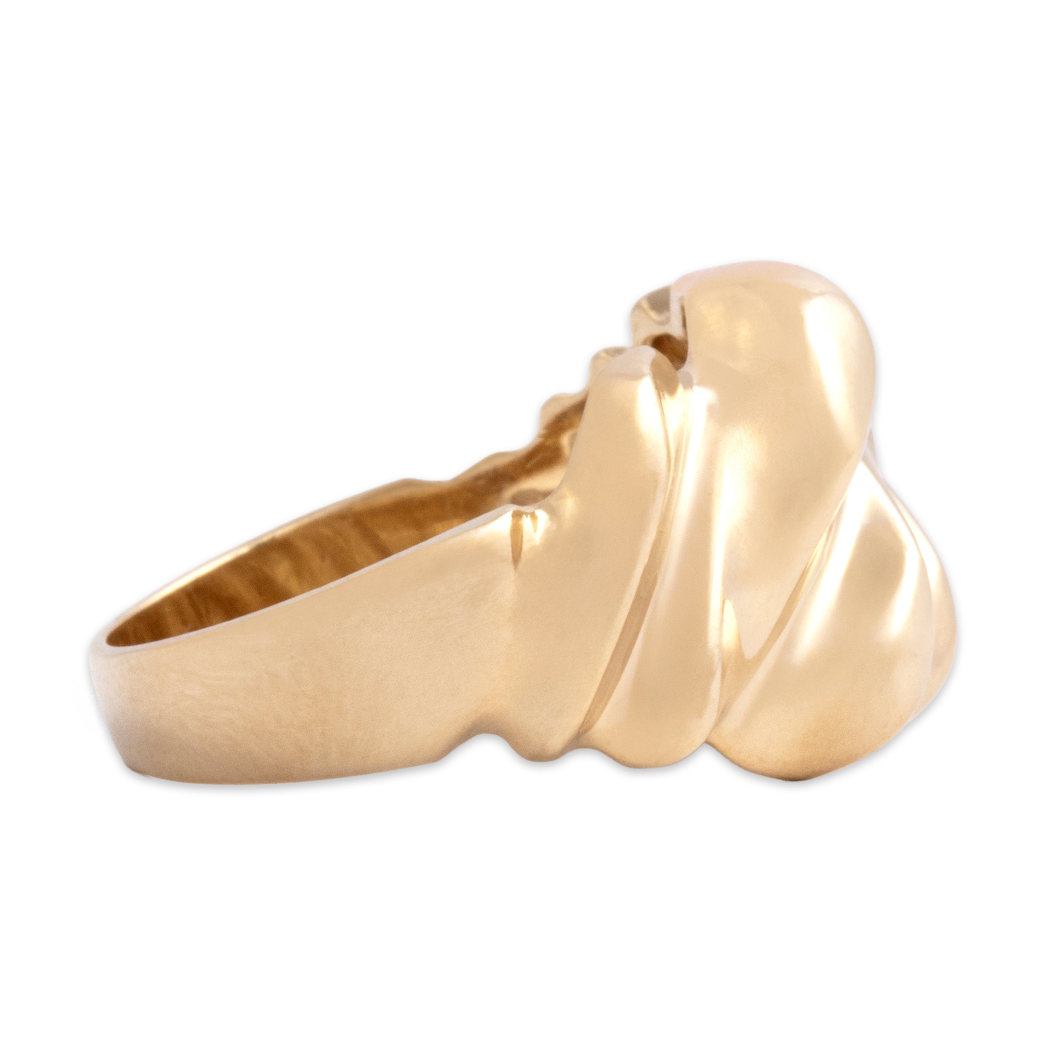 Vintage 14k Yellow Gold Bold Organic Flowing Ring - Side view