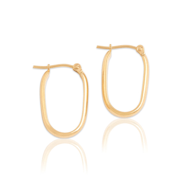 Vintage Lightweight 14k Yellow Gold Oval Hoop Earrings