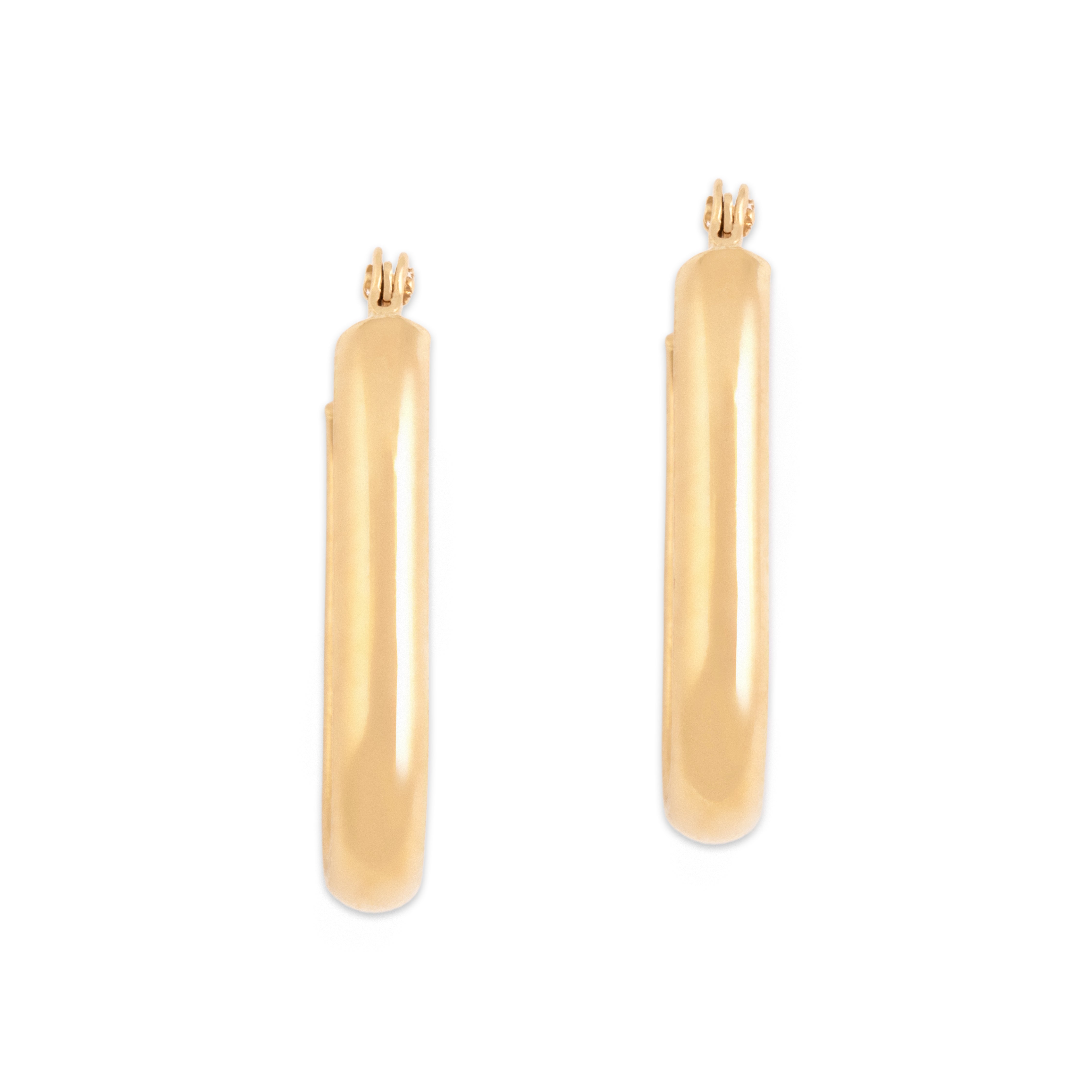 Vintage Lightweight 14k Yellow Gold Oval Hoop Earrings