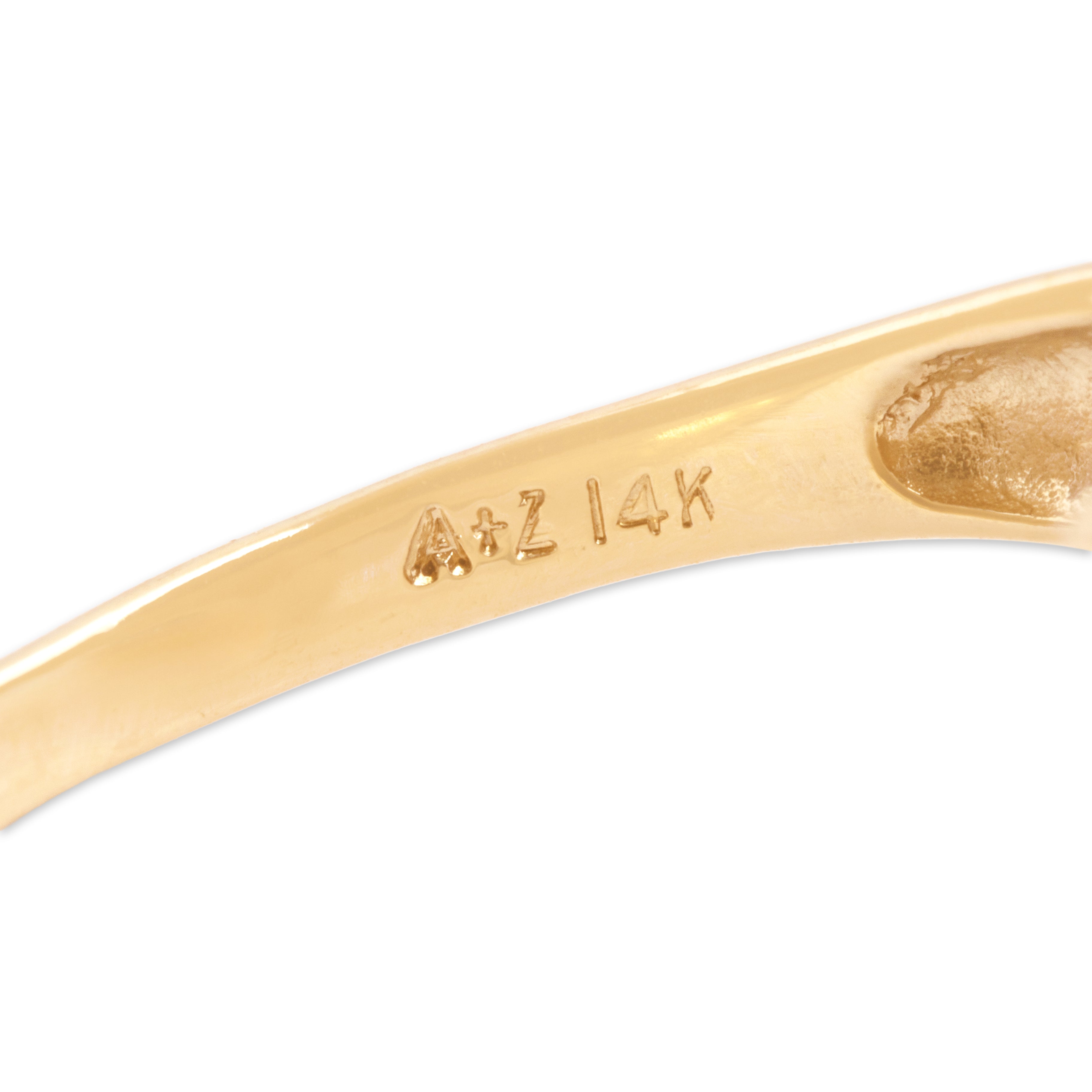 Vintage 14k Yellow Gold Ruby Dark Blue Sapphire Sleek Cabochon Capped Bypass Ring - Hallmark view