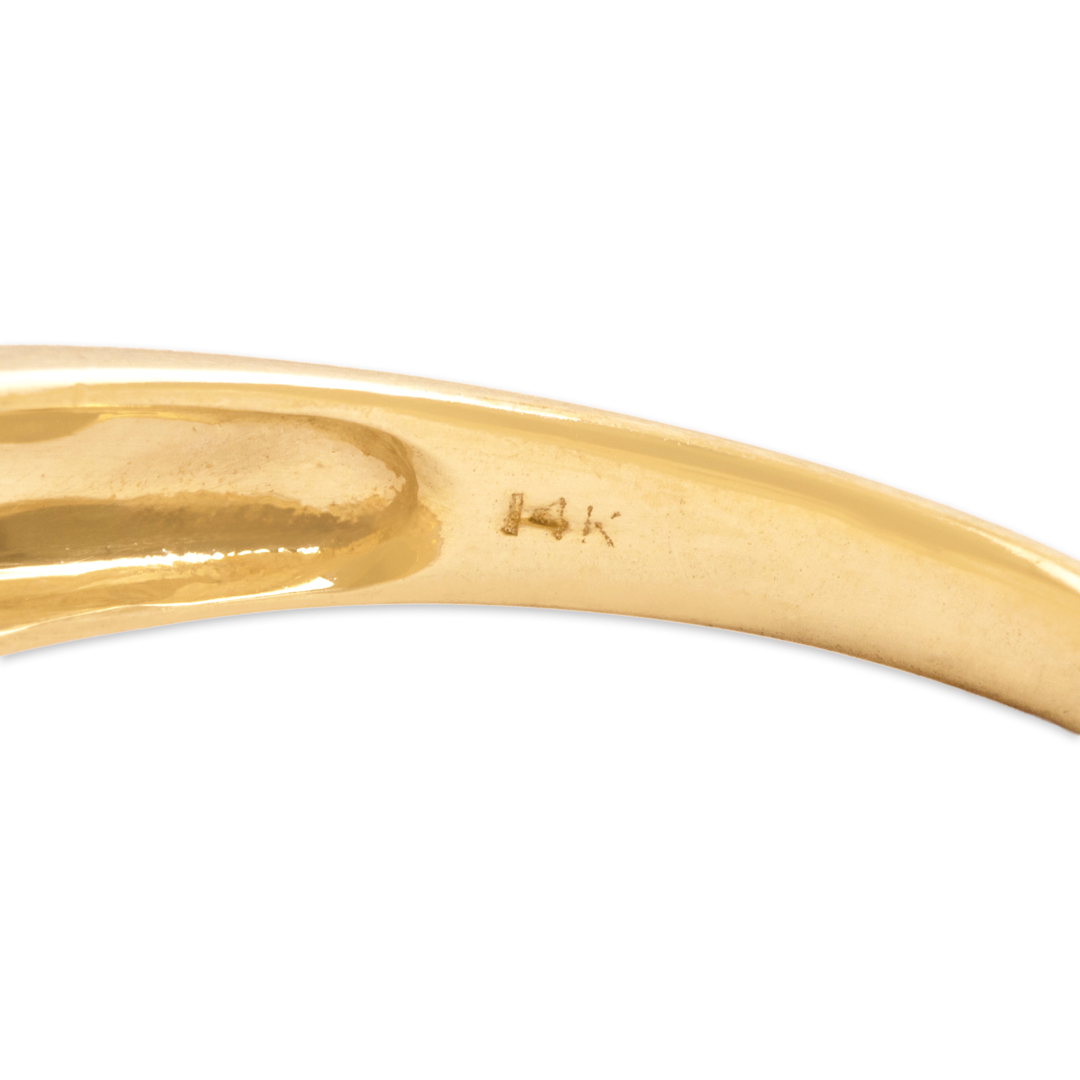 Vintage 14k Yellow Gold 4.22ct White Topaz .54cttw Aquamarine Flashing Aquatic Channel Shoulder Ring - Hallmark view