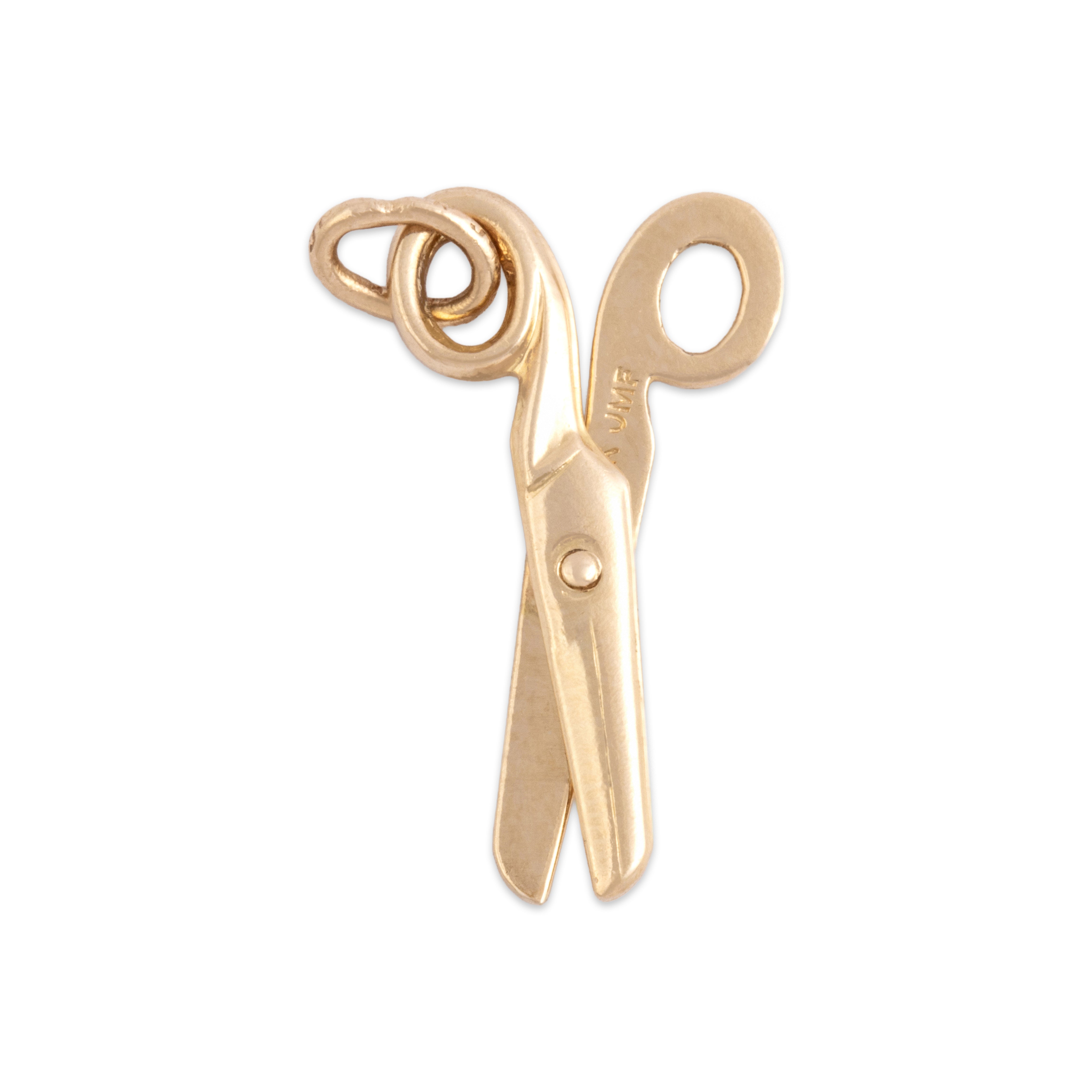 Vintage 14k Yellow Gold Articulating Safety Scissors Charm / Pendant