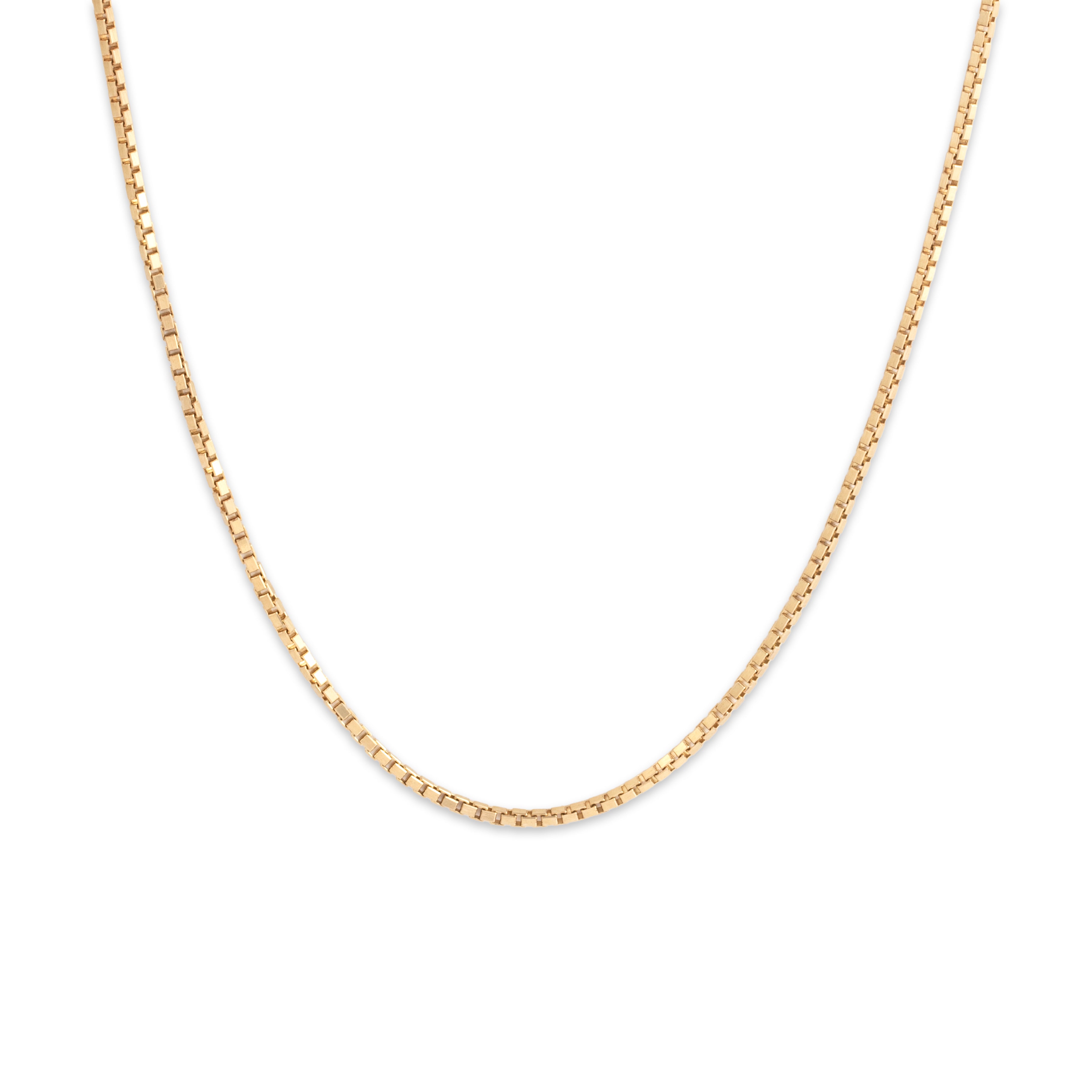 Vintage 14k Yellow Gold 1.4mm Gleaming Box Chain - Close-up view