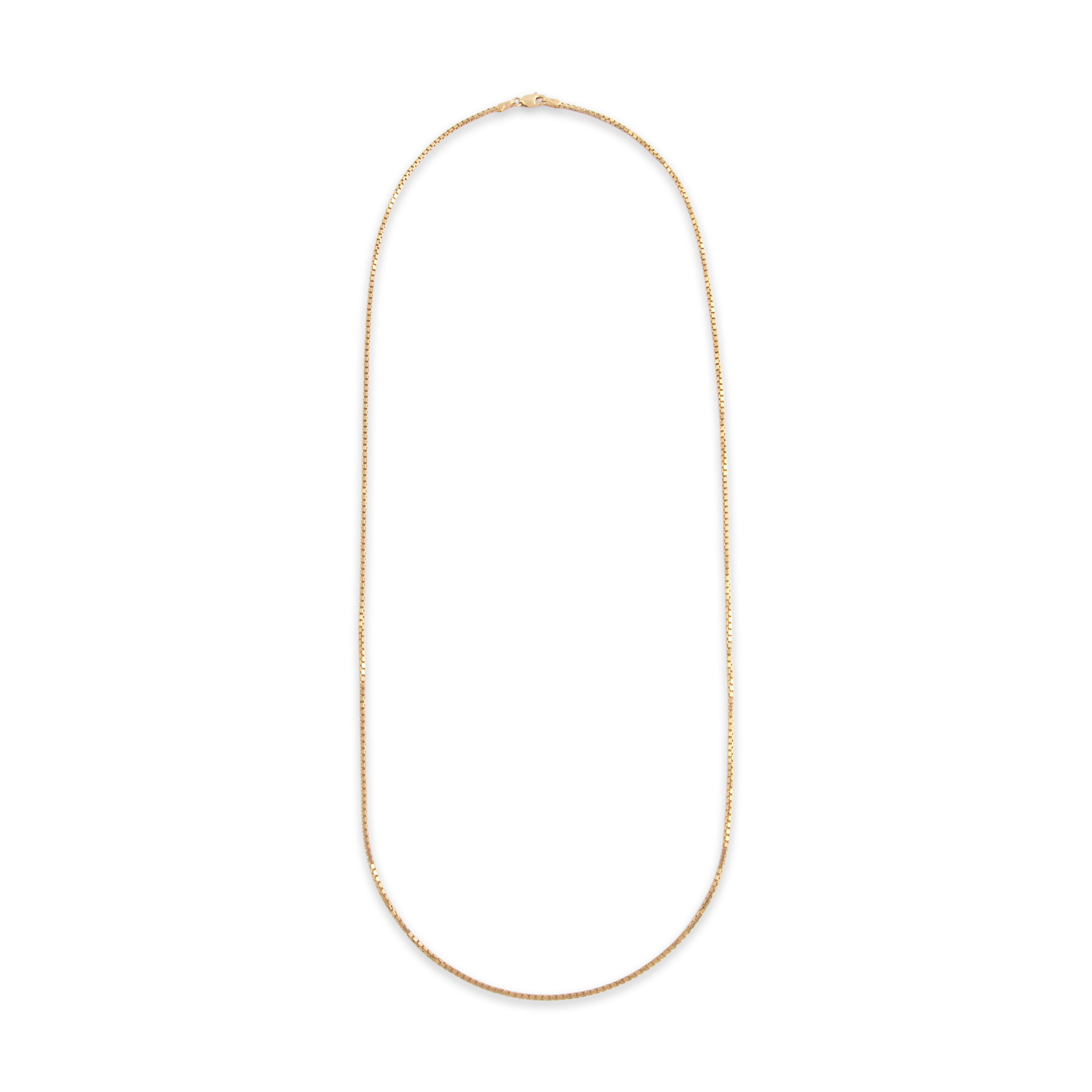 Vintage 14k Yellow Gold 1.4mm Gleaming Box Chain - Overall view