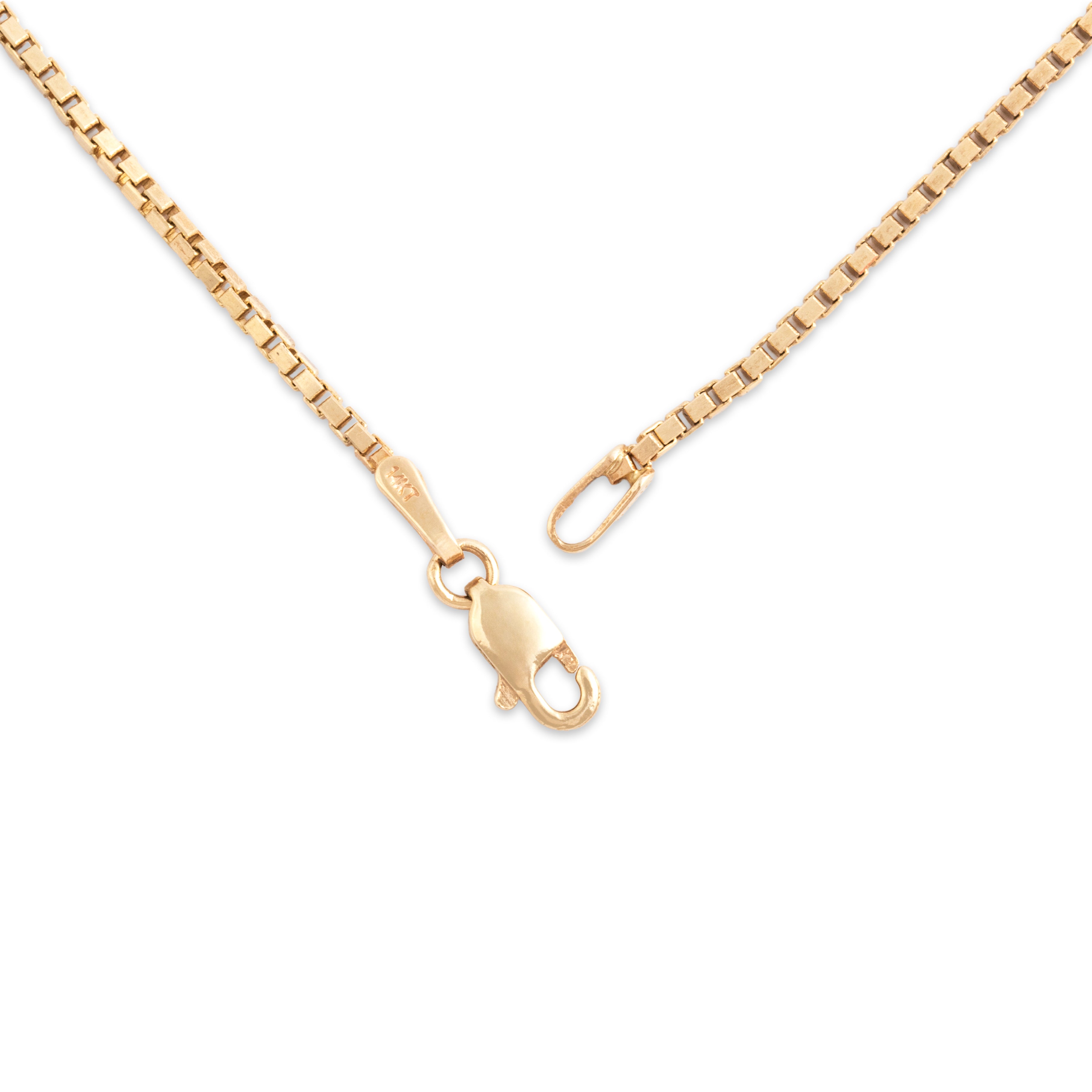 Vintage 14k Yellow Gold 1.4mm Gleaming Box Chain - clasp view