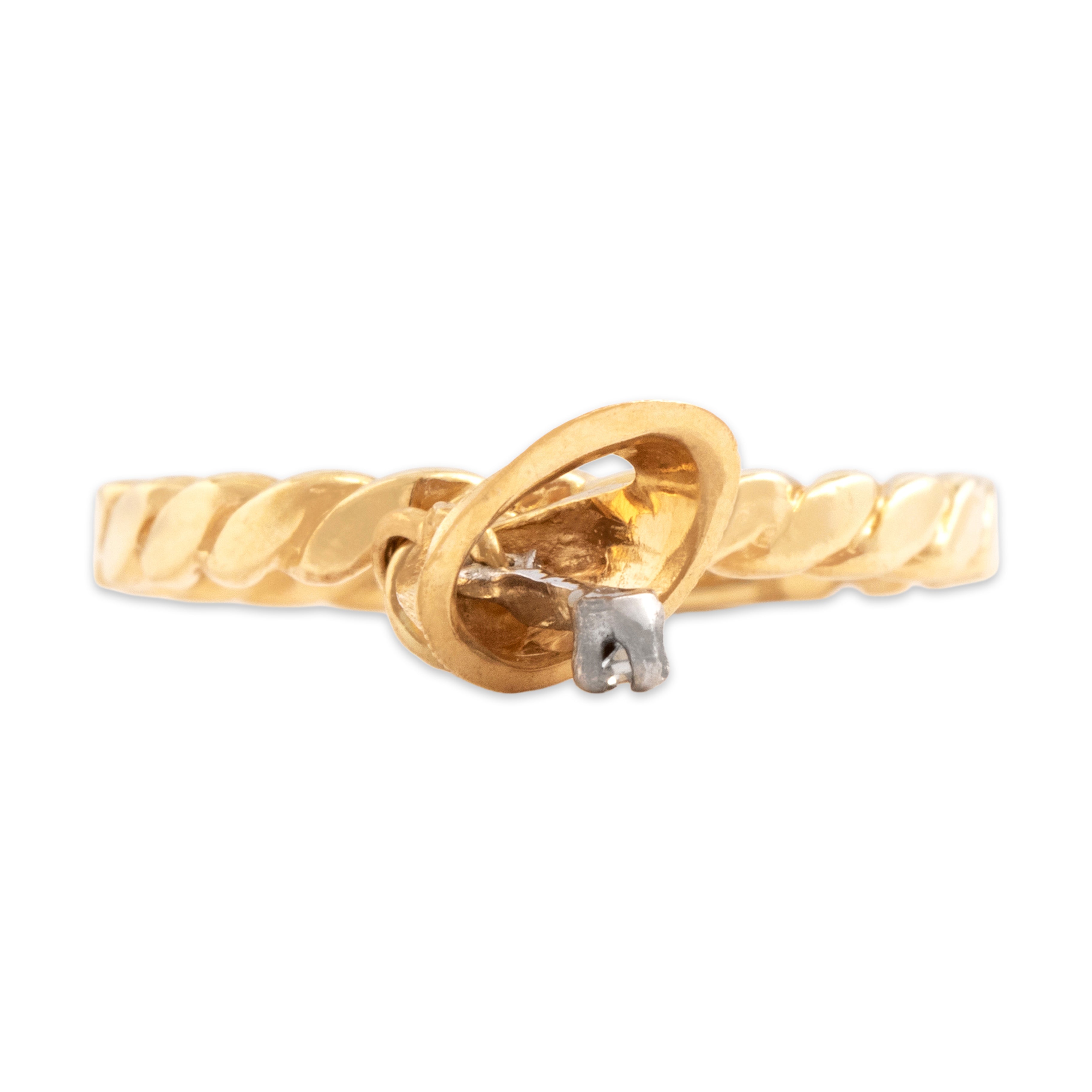 Vintage 14k Yellow Gold Diamond Textured Ringing Bell Dangle Ring 6.75