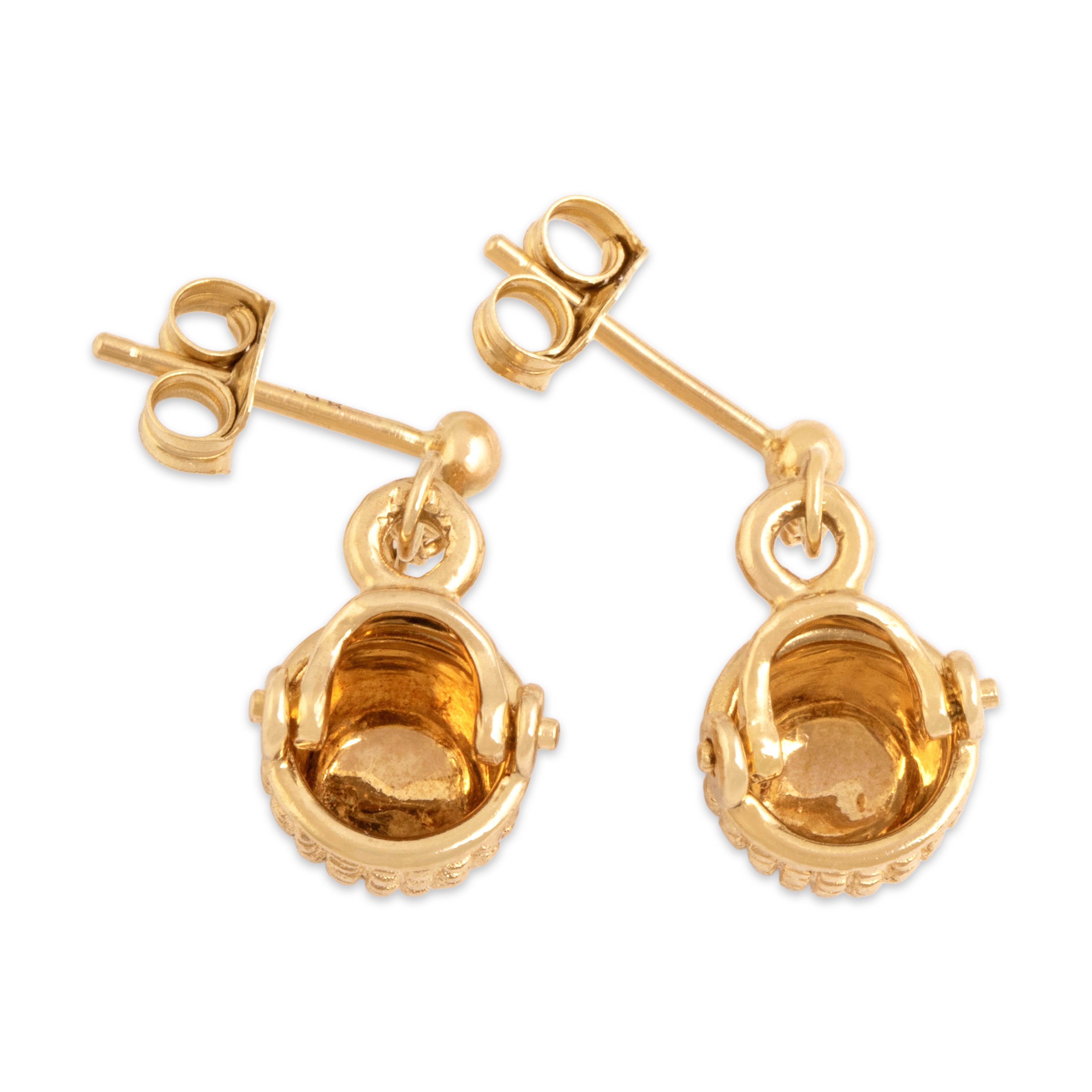 Vintage 14k Yellow Gold Adorable Dangle Articulating Nantucket Basket Stud Earrings - detail view #1