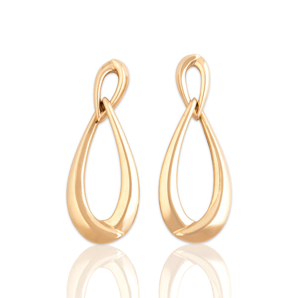 Vintage 14k Yellow Gold Teardrop Twist Dangle Earrings