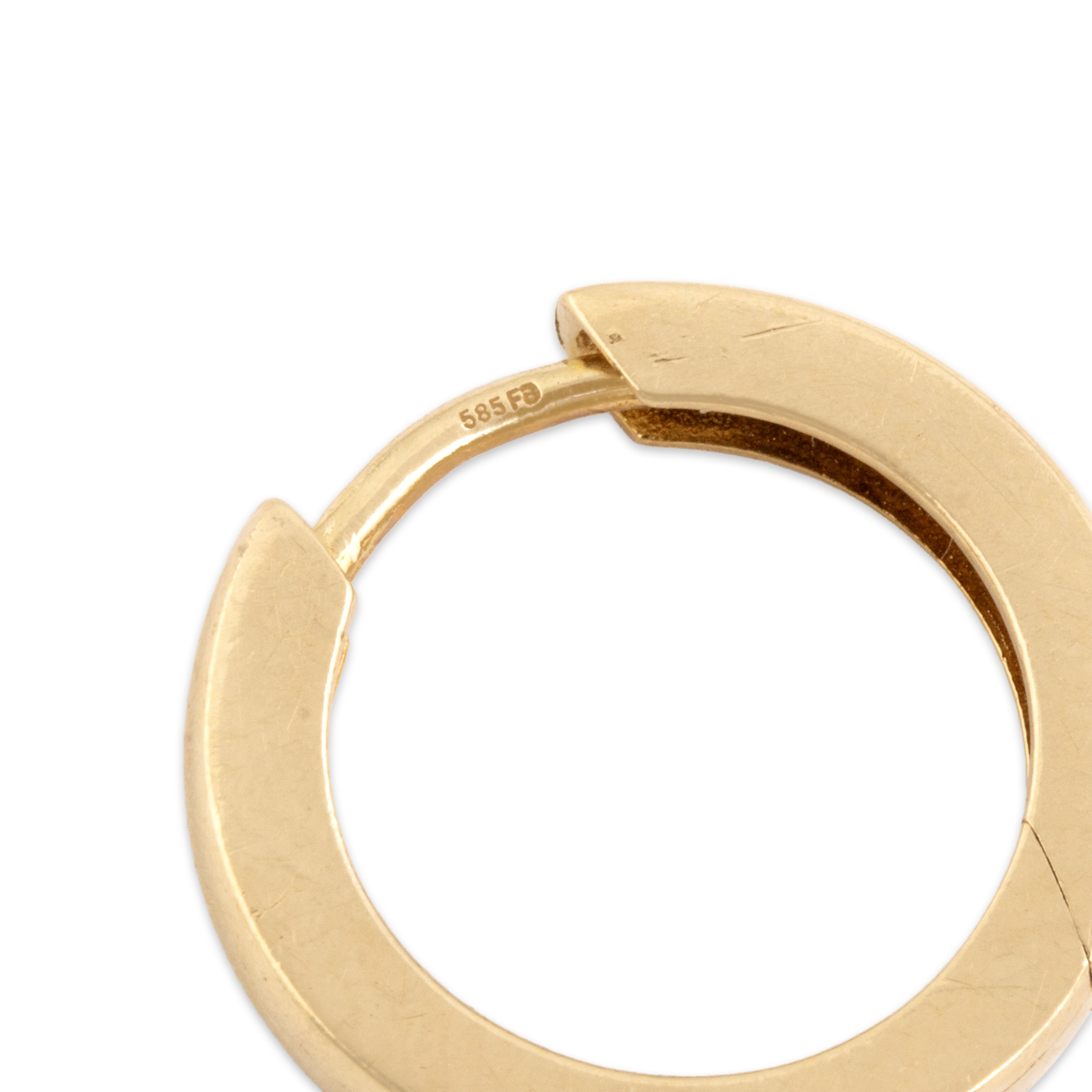 Vintage Small 14k Yellow Gold Chic Huggie Hoop Earrings - Hallmark view
