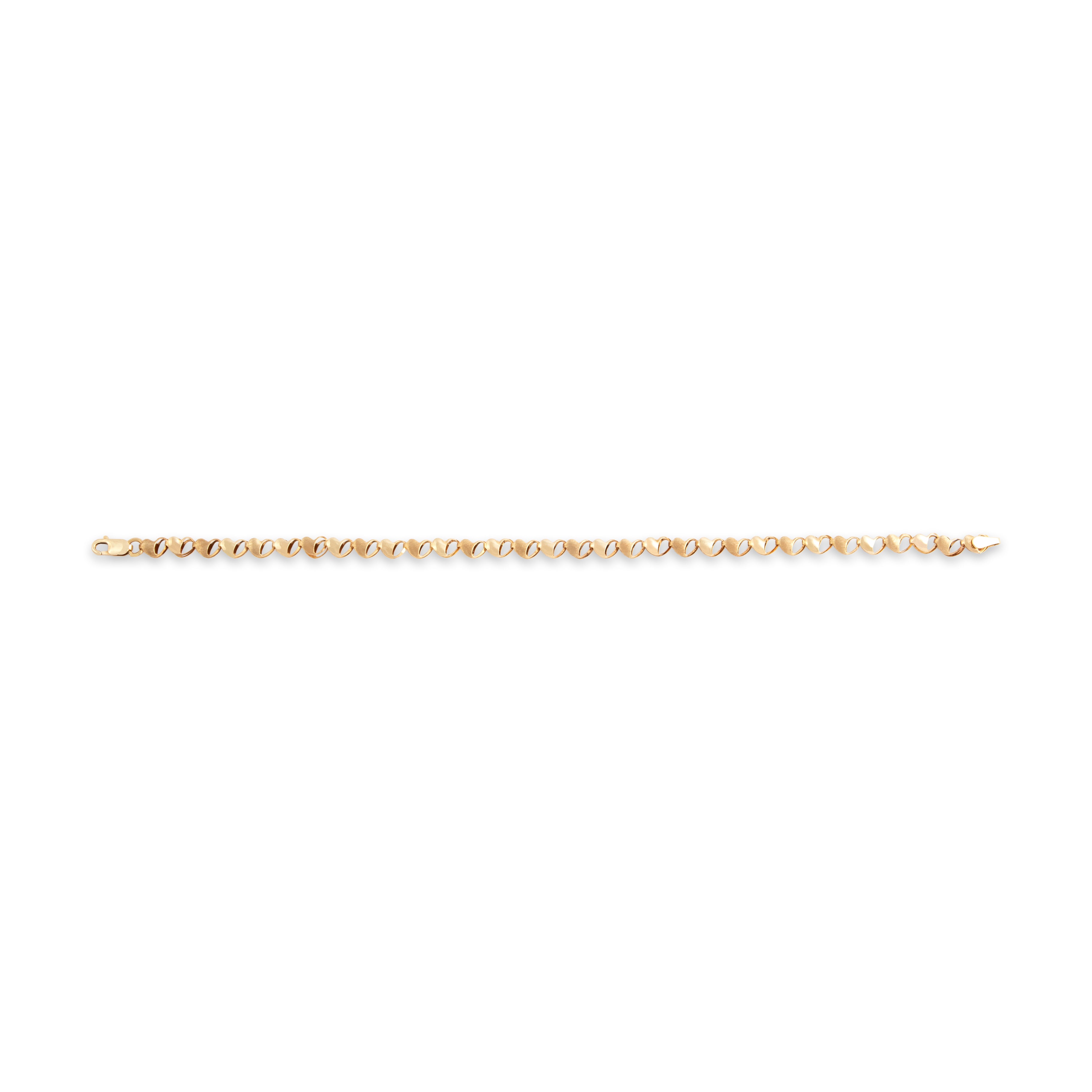 Vintage 14k Yellow Gold Brushed Romantic Heart Link Bracelet - Overall view
