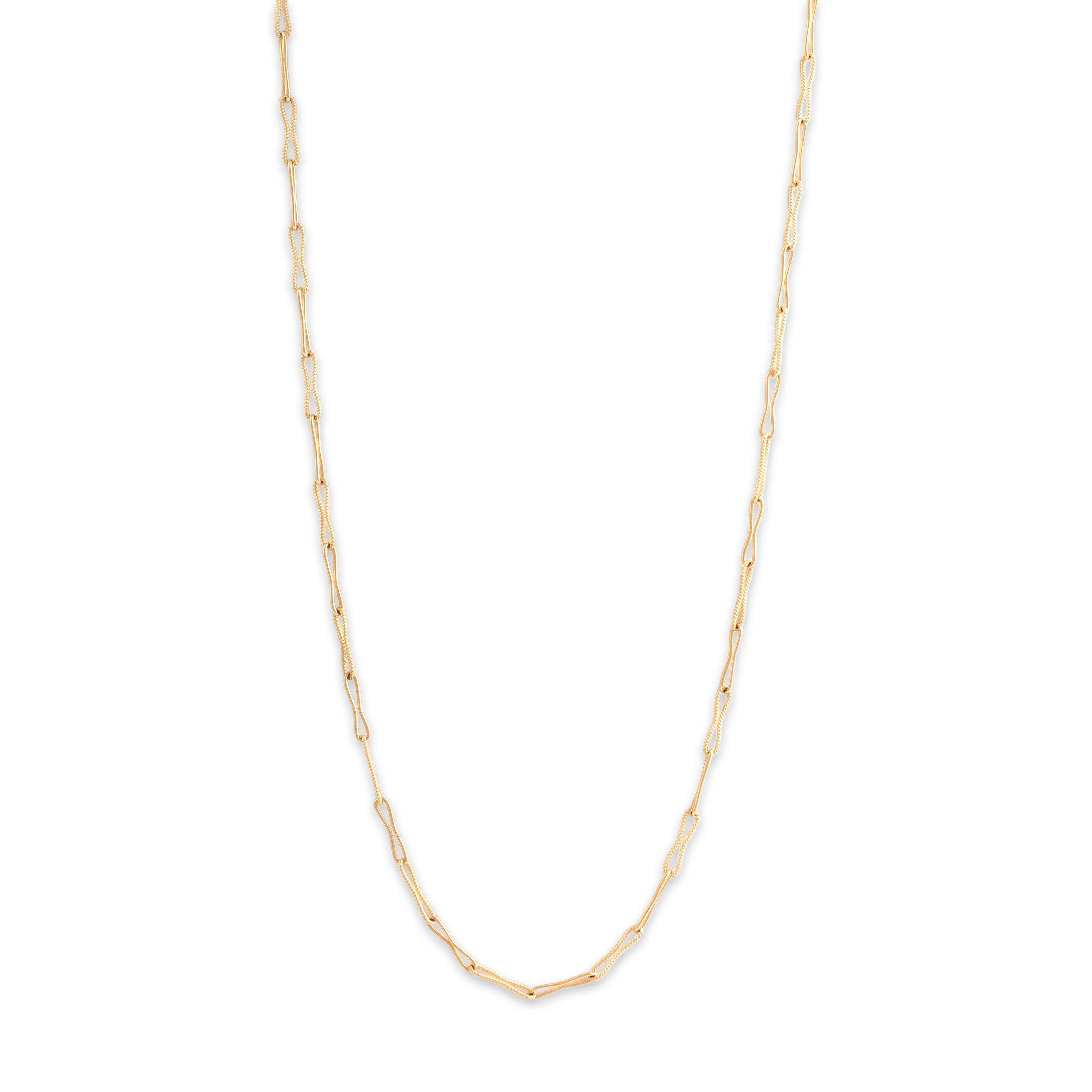 Vintage 14k Yellow Gold 3.3mm Alternating Textured Peanut Link Chain - detail view #1