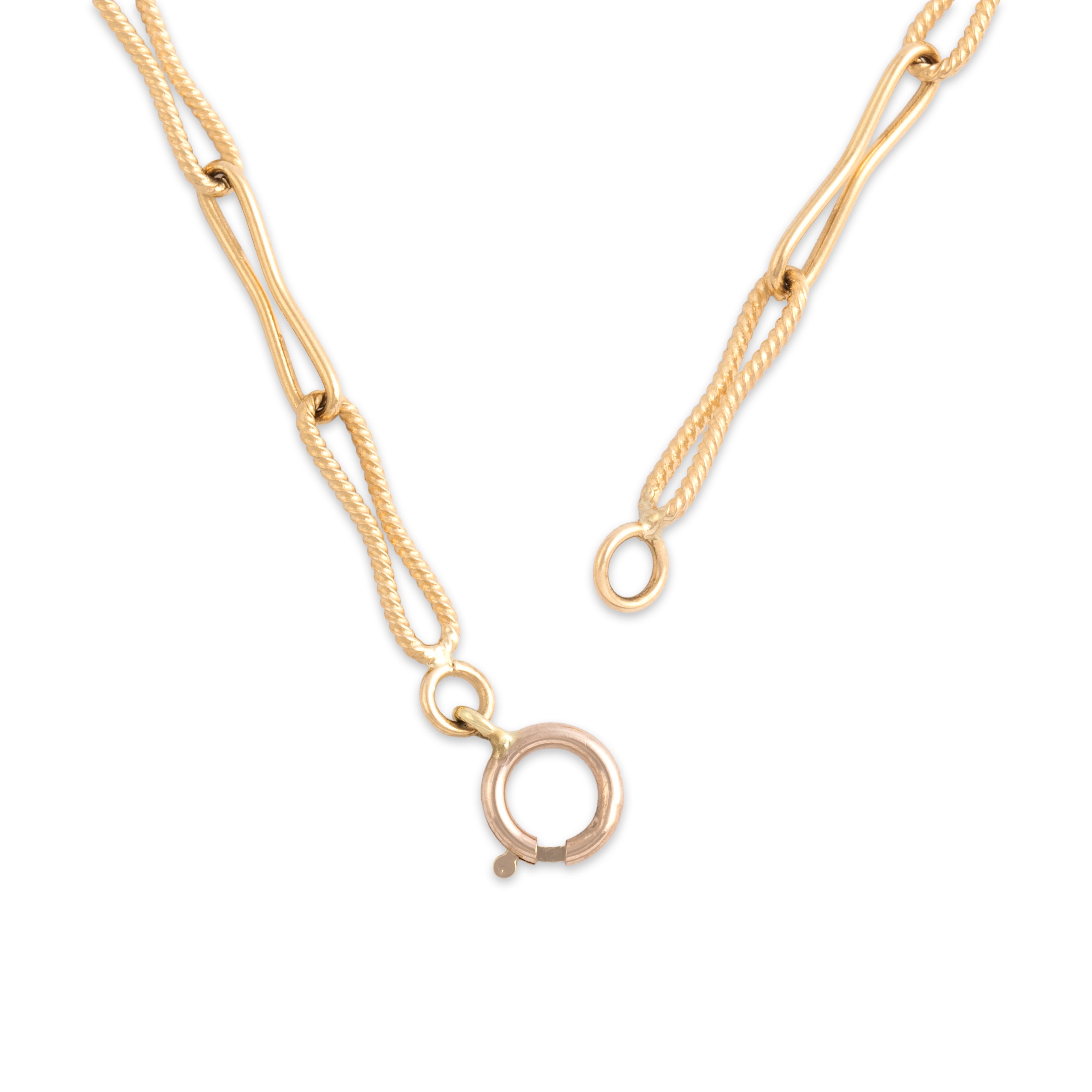 Vintage 14k Yellow Gold 3.3mm Alternating Textured Peanut Link Chain - clasp view