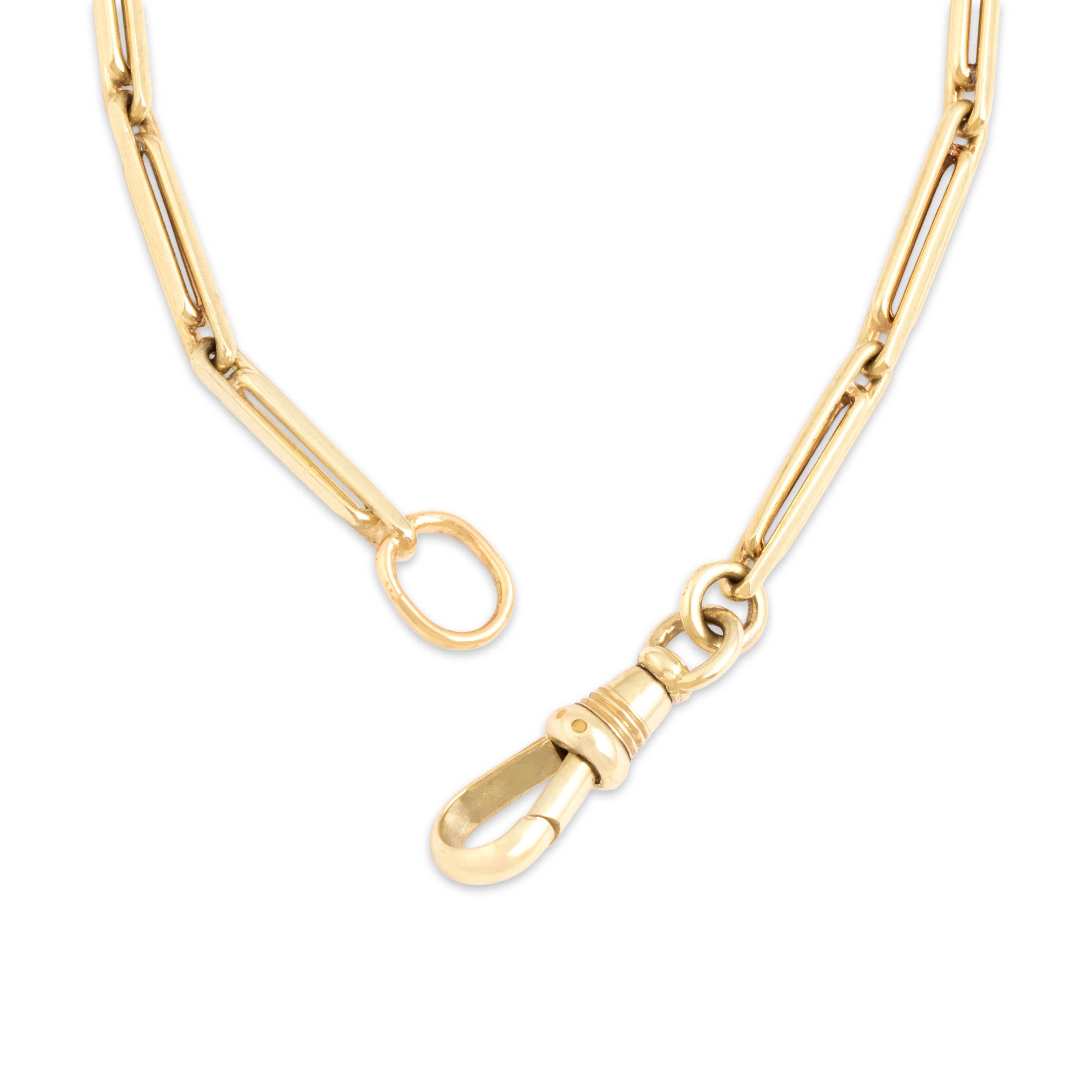 Antique Kreisler & Co. 14k Yellow Gold Classic Bar Link Dog Clip Watch Fob Bracelet - clasp view