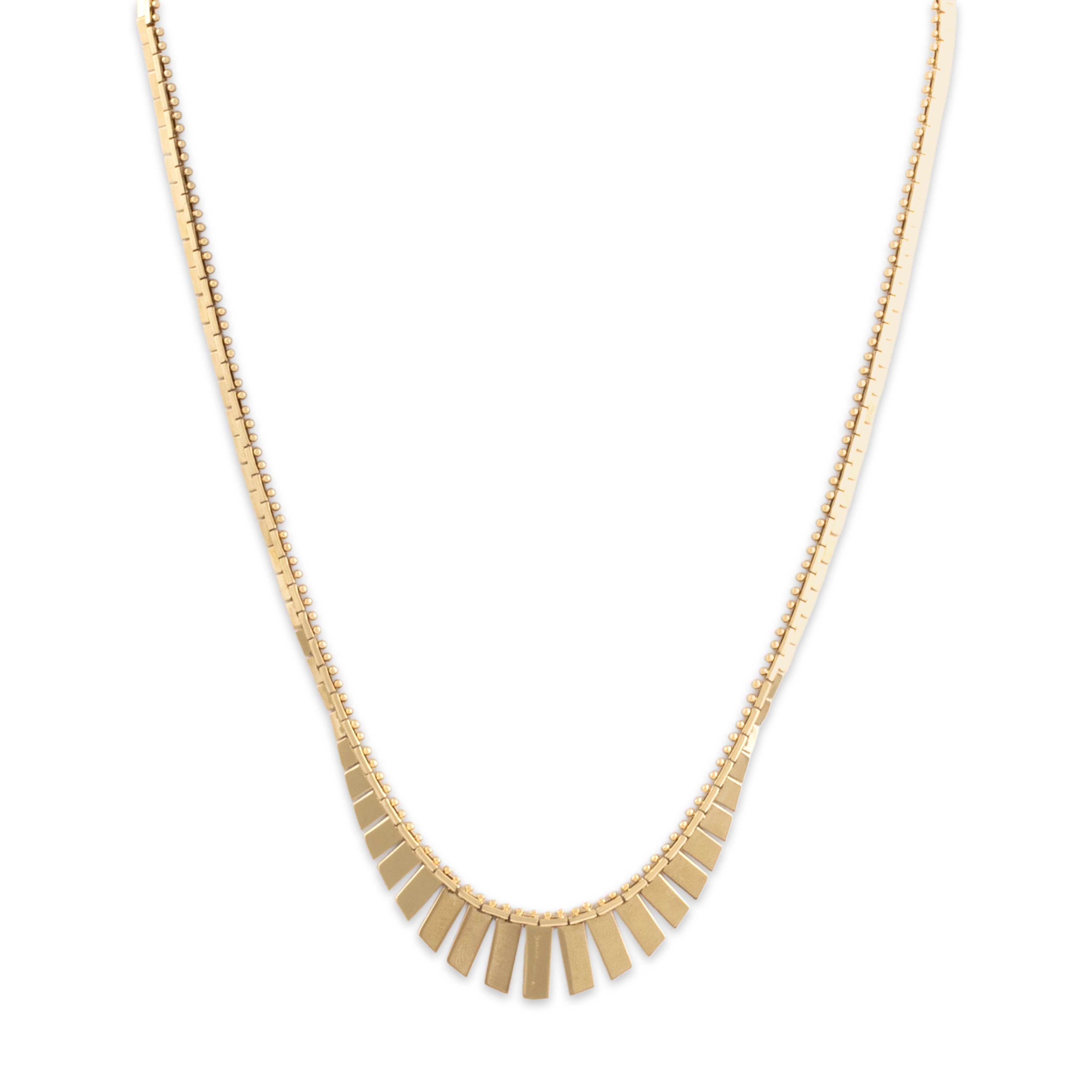 Vintage Italian 14k Yellow Gold Geometric Fringe Necklace - detail view #1