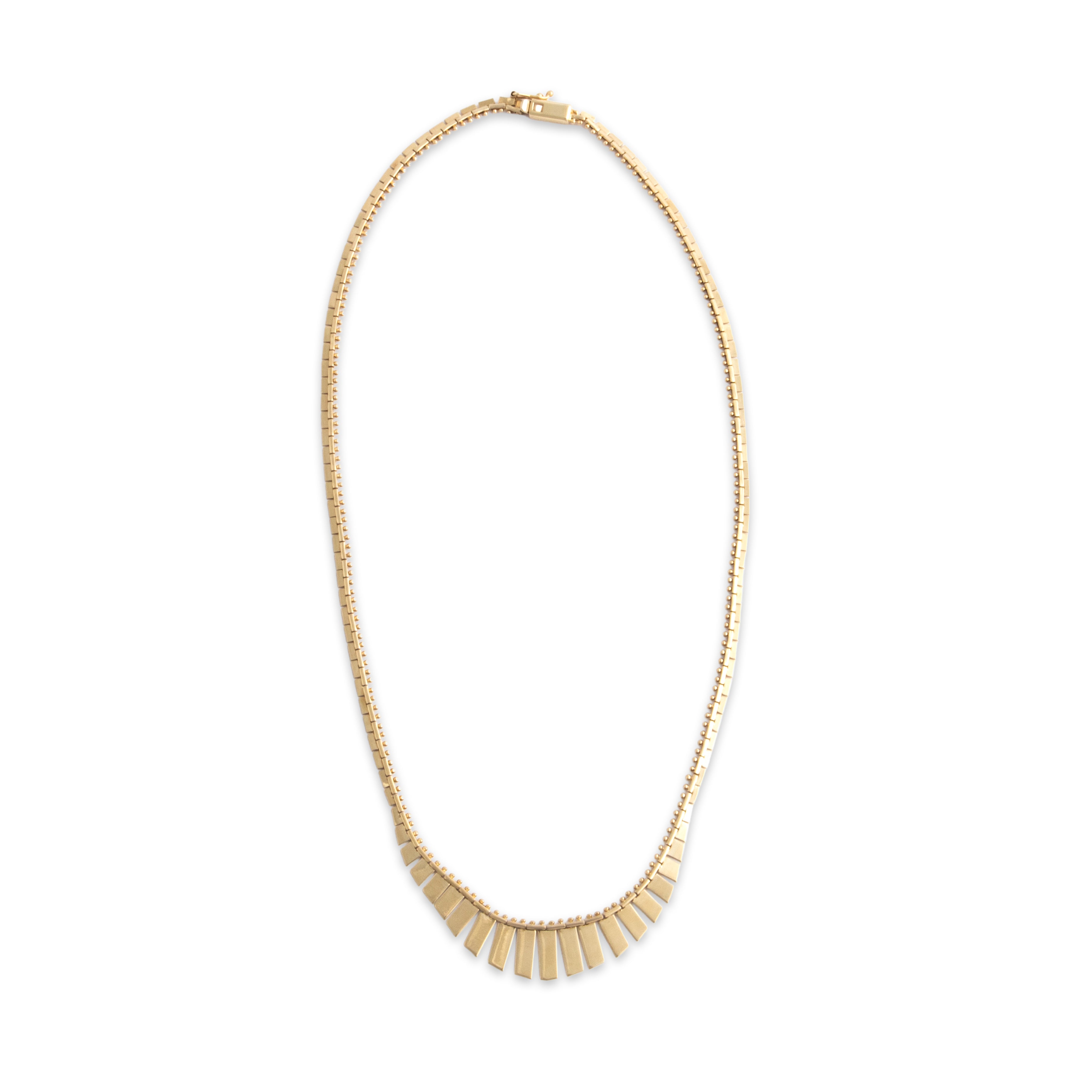 Vintage Italian 14k Yellow Gold Geometric Fringe Necklace - Overall view