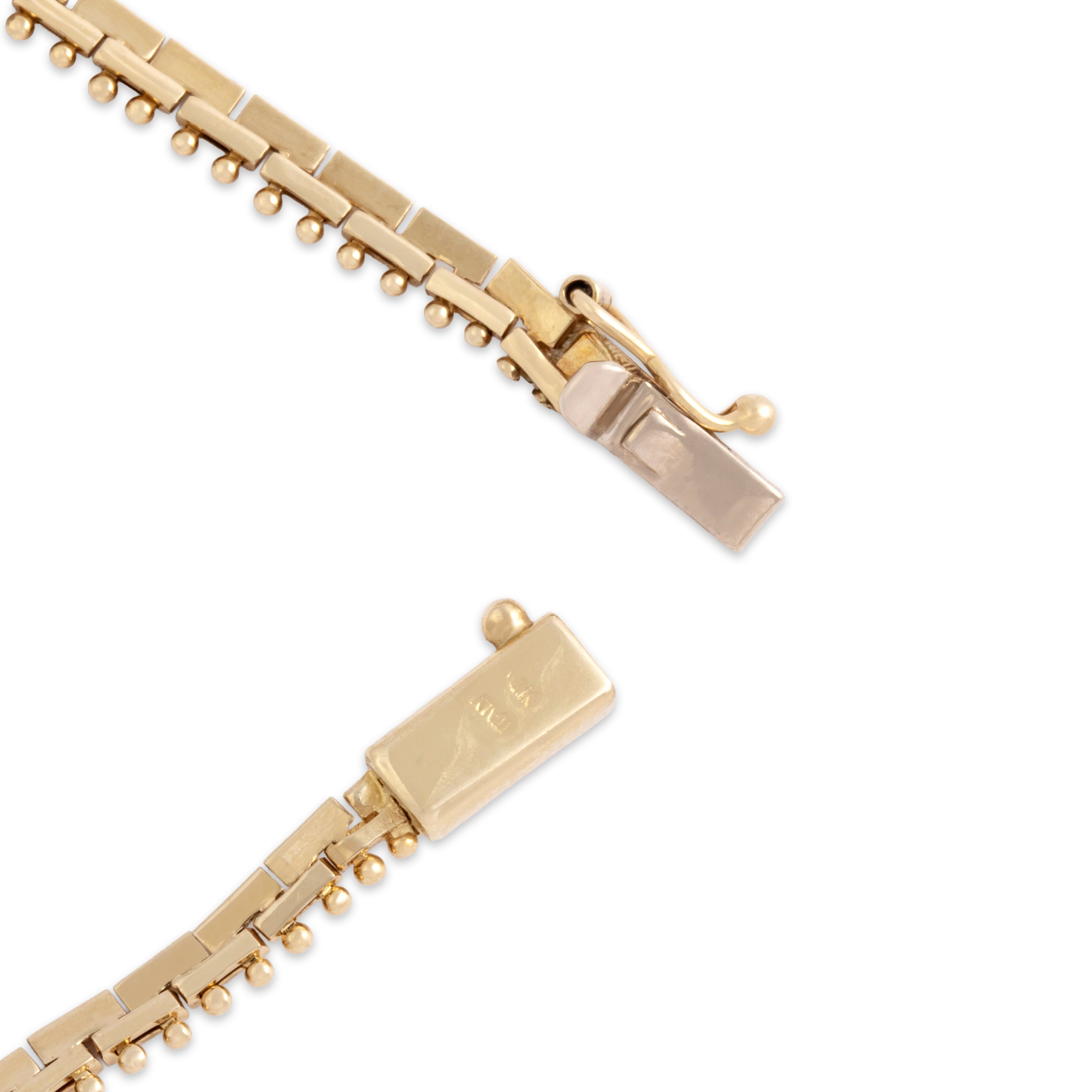 Vintage Italian 14k Yellow Gold Geometric Fringe Necklace - Hallmark view