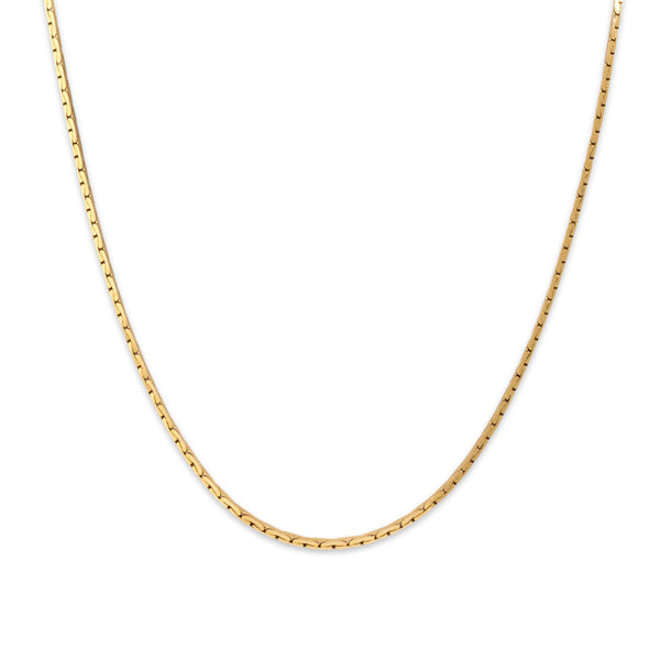 Vintage Substantial 14k Yellow Gold 1.5mm Elongated Serpentine Link Chain 15.5