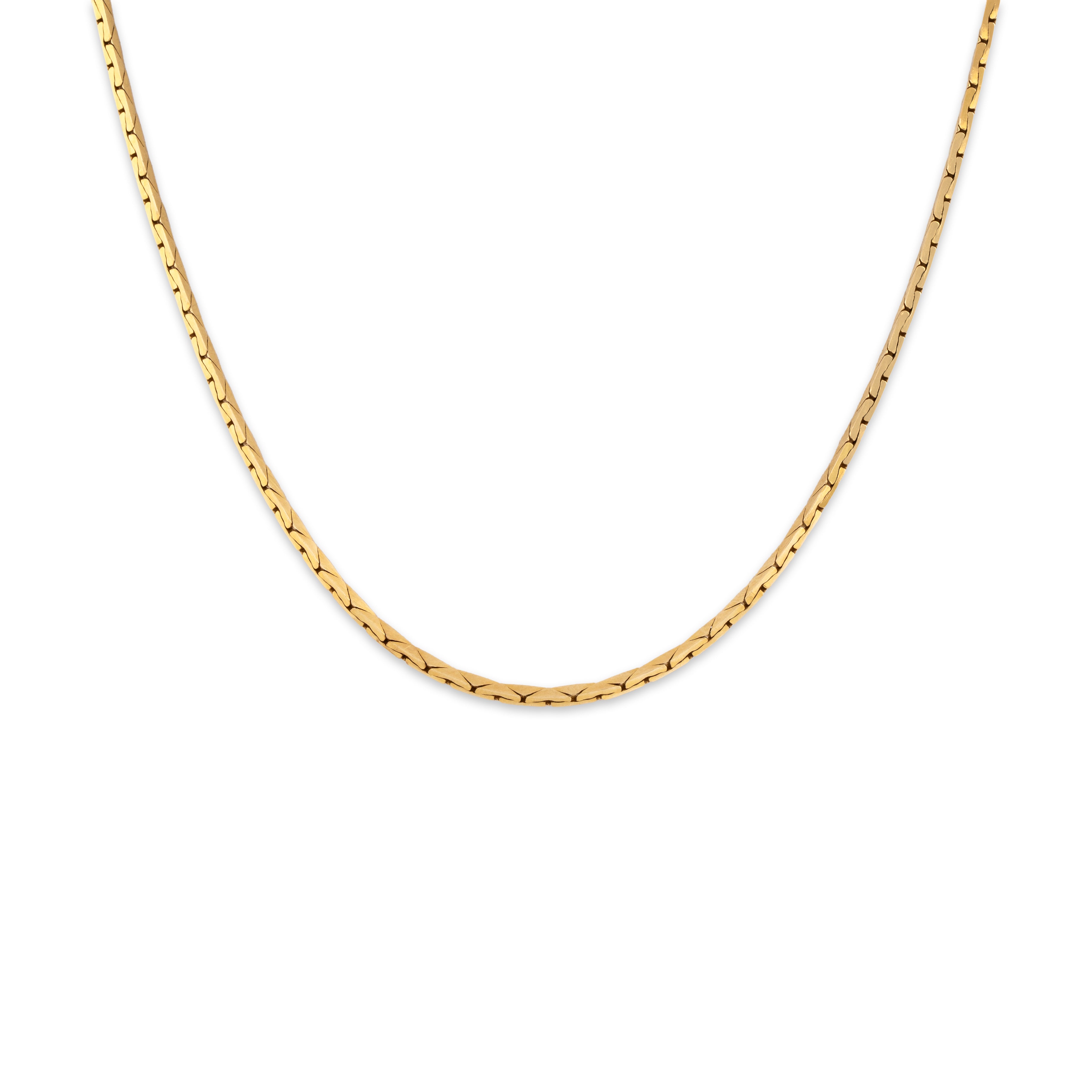 Vintage Substantial 14k Yellow Gold 1.5mm Elongated Serpentine Link Chain - detail view #1