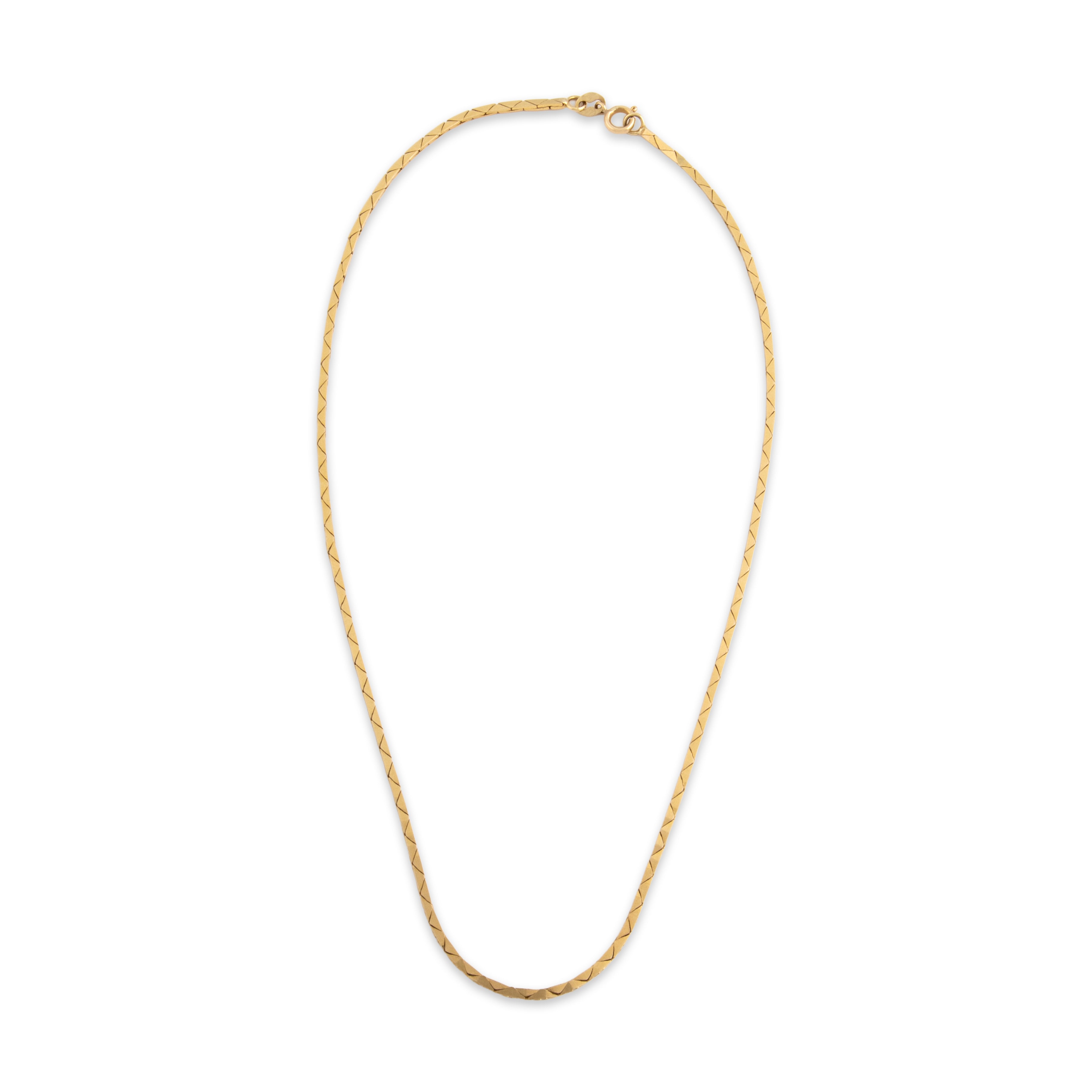 Vintage Substantial 14k Yellow Gold 1.5mm Elongated Serpentine Link Chain - Overall view