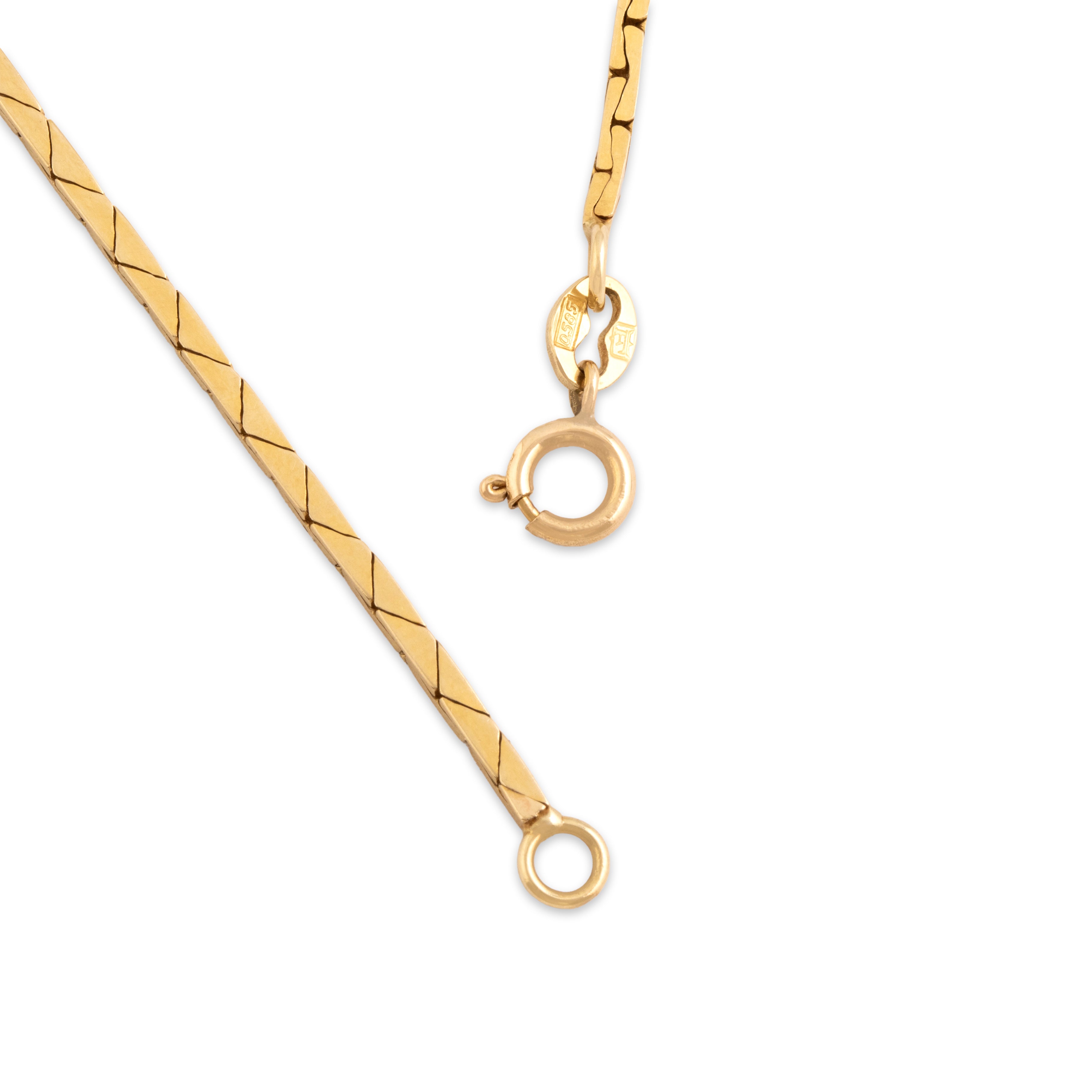 Vintage Substantial 14k Yellow Gold 1.5mm Elongated Serpentine Link Chain - clasp view
