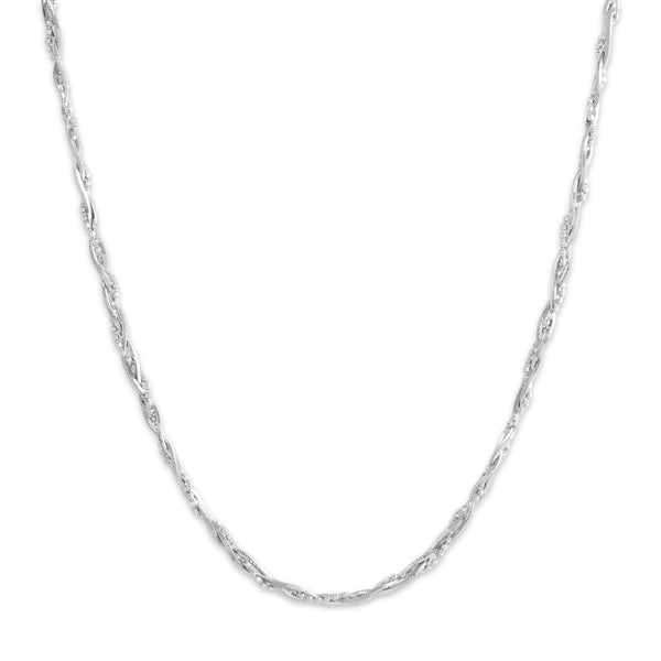 Vintage Italian 14k White Gold Glittering Multi-Chain Braid Necklace 20