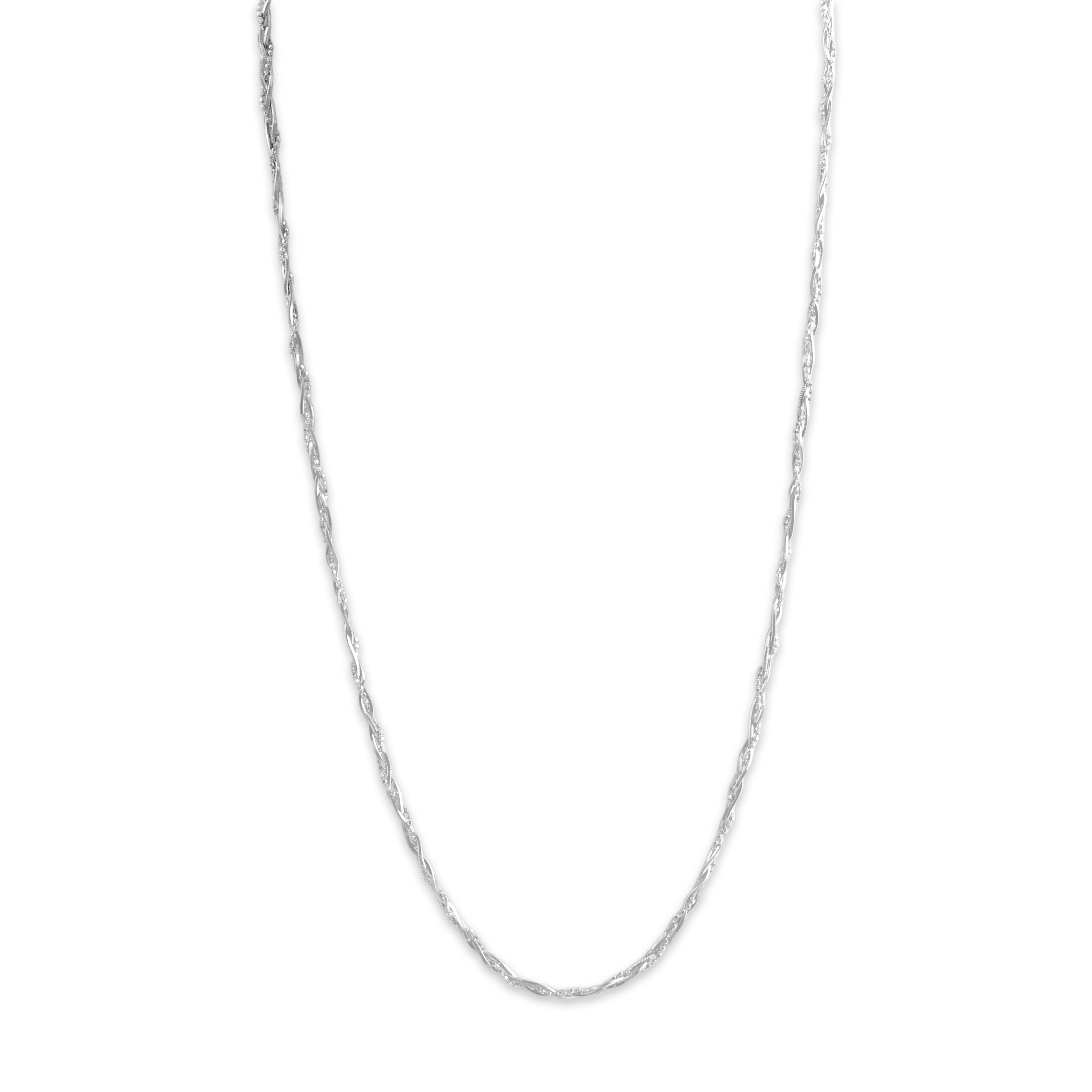 Vintage Italian 14k White Gold Glittering Multi-Chain Braid Necklace - detail view #1