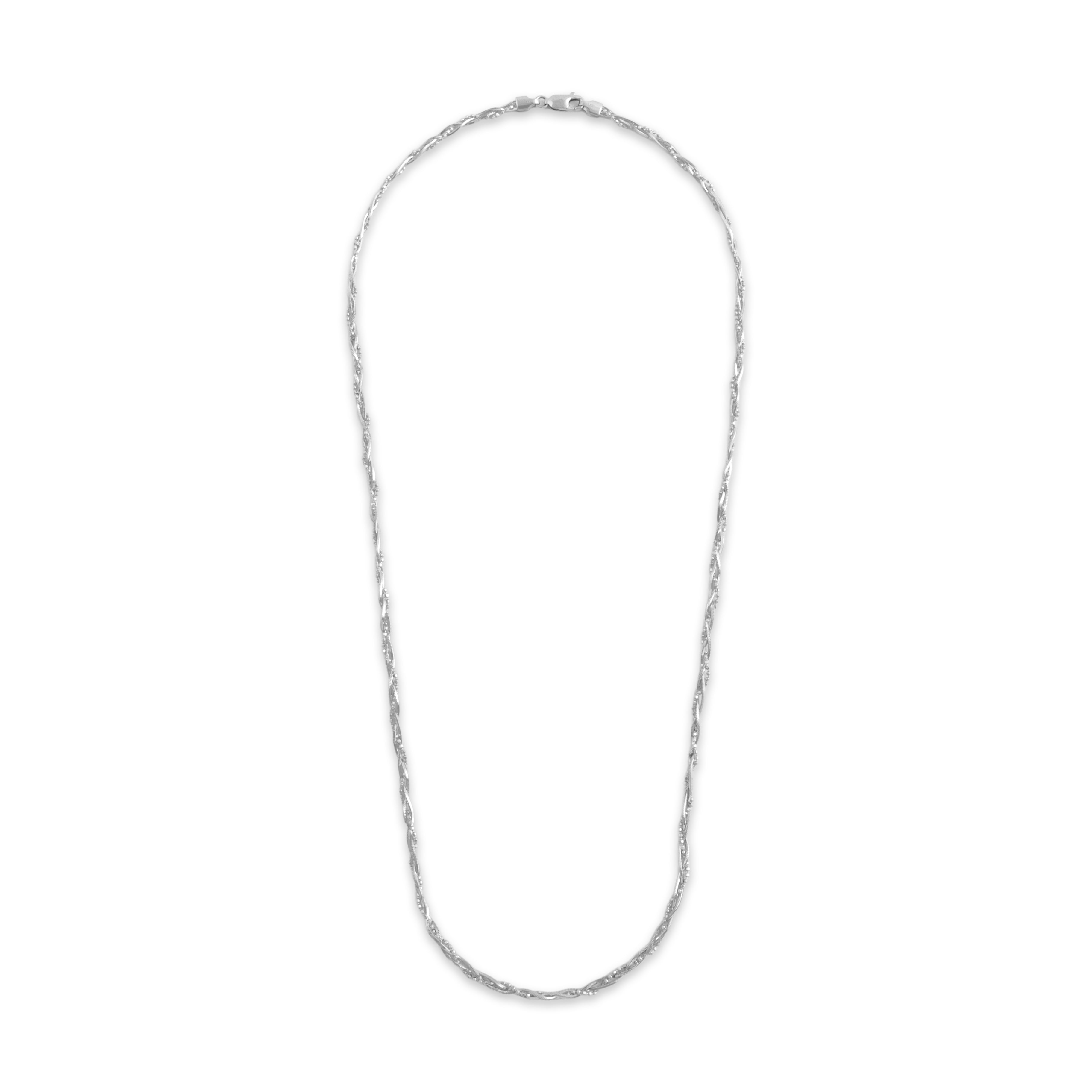 Vintage Italian 14k White Gold Glittering Multi-Chain Braid Necklace - Overall view